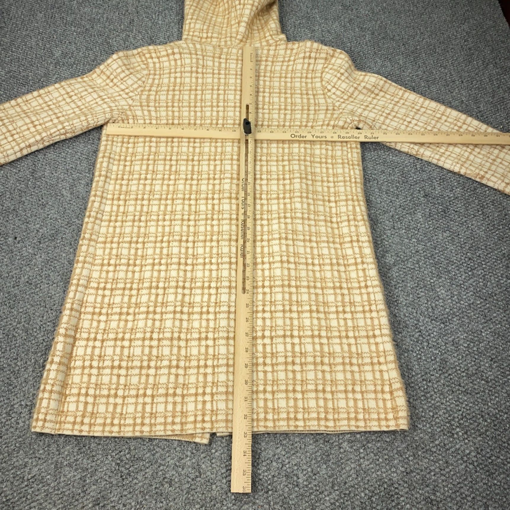 Vintage Magaschoni Cardigan Hooded Womens Medium Beige Plaid Open Front NWT Fashion Knit Sweater, Regular, Fall, Spring, Summer, Winter, Men’s? Size M / US 6-8 / IT 42-44 - 7 Thumbnail