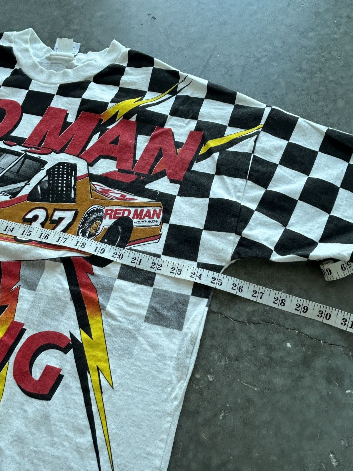 NASCAR Brand New Vintage 90s Red Man Racing AOP Graphic Tee Size US XL / EU 56 / 4 - 8 Thumbnail