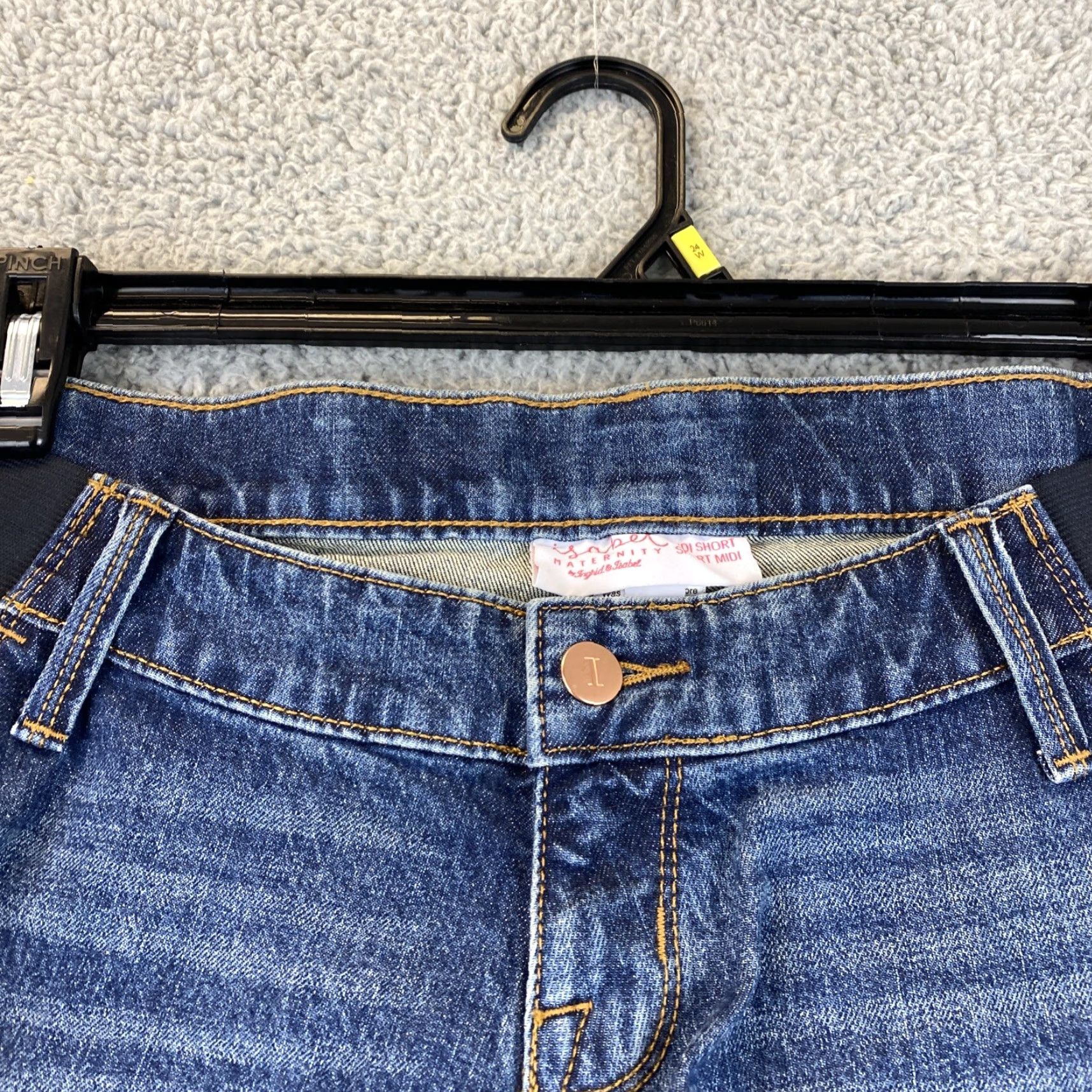 Vintage ISABEL MATERNITY Blue MIDI Jean Shorts Size 4 Maternity with Side Panels for Women Size 27" / US 4 / IT 40 - 2 Thumbnail