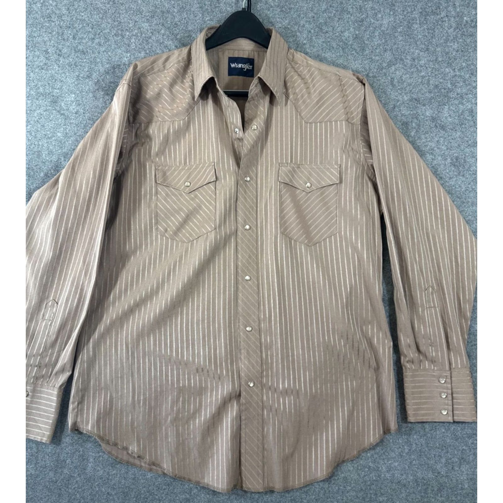 Wrangler VINTAGE Wrangler Western Shirt Mens L Brown Dobby Striped Pearl Snap Front Flap Pocket Long Sleeve Mens Size US L / EU 52-54 / 3 - 2 Thumbnail