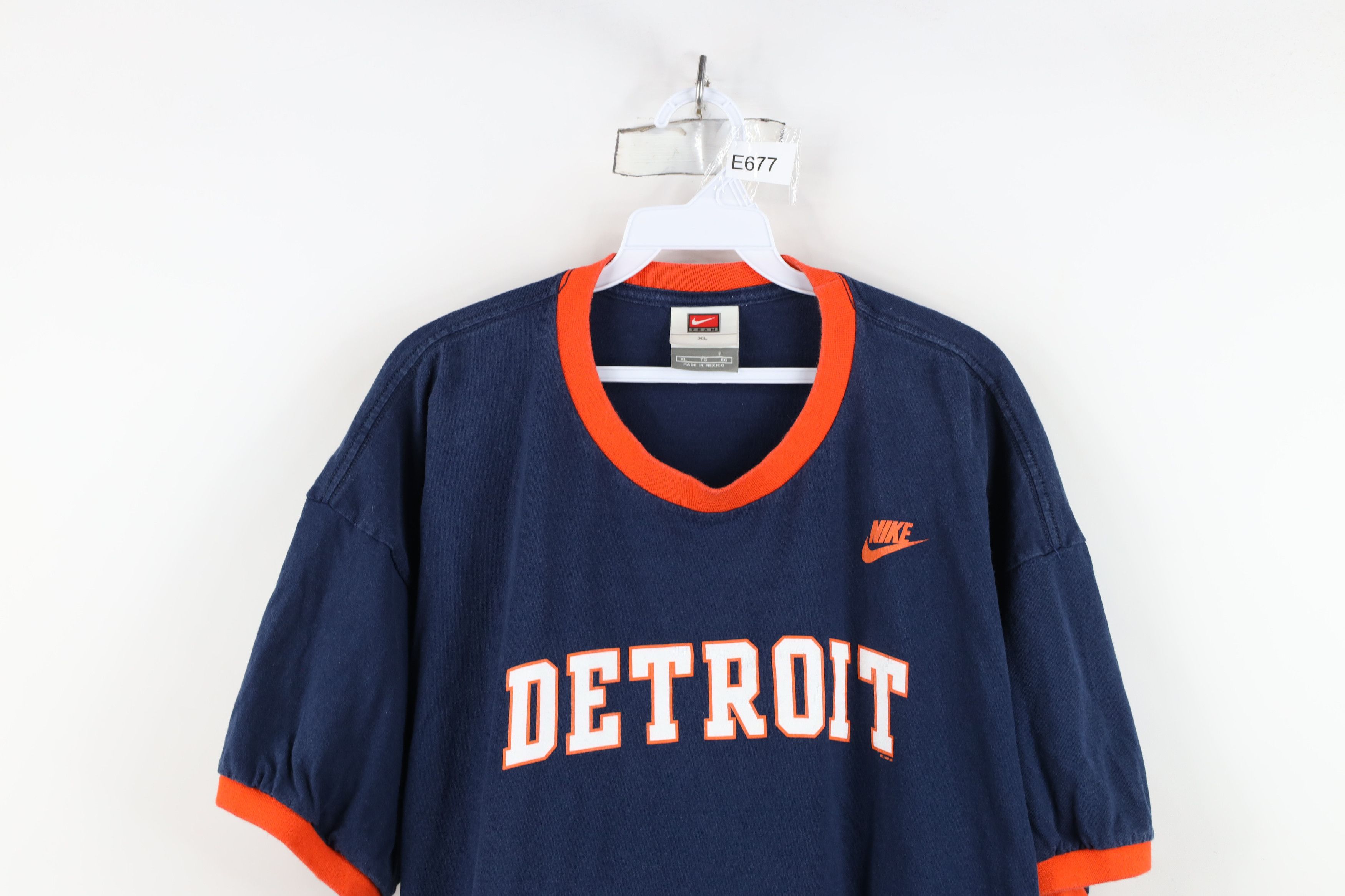 Nike Vintage Nike Mini Swoosh Detroit Tigers Ringer T-Shirt Blue Size US XL / EU 56 / 4 - 2 Thumbnail