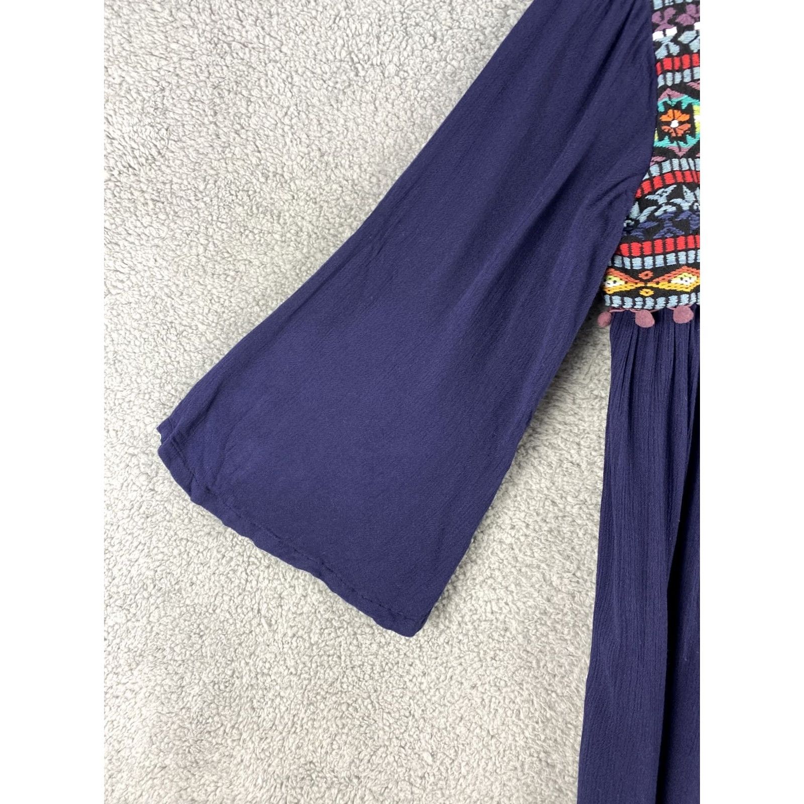 Vintage Anotah Blouse Women’s 14 34-35 Long Sleeve Cotton Round Neck Loose Top/ Shirt Blue Size XL / US 12-14 / IT 48-50 - 5 Thumbnail