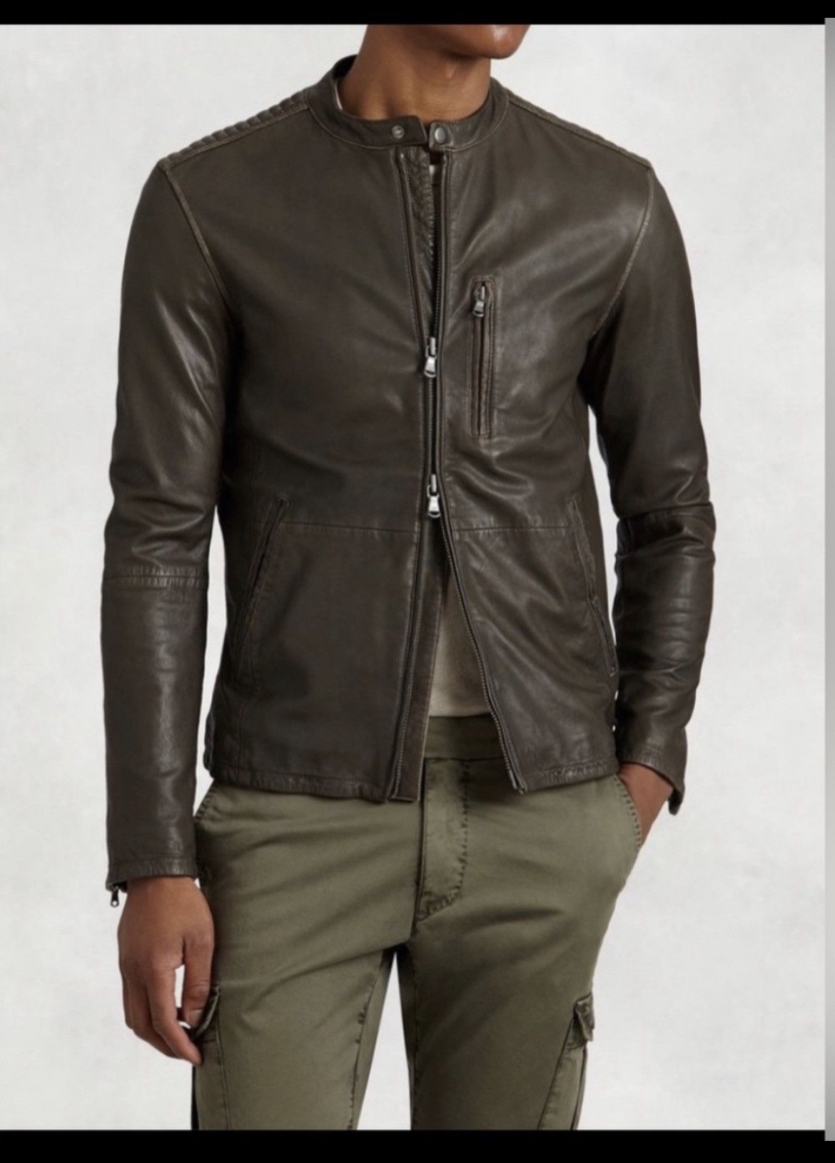 John Varvatos Leather Racer Jacket. Medium Size US S / EU 44-46 / 1 - 11 Thumbnail