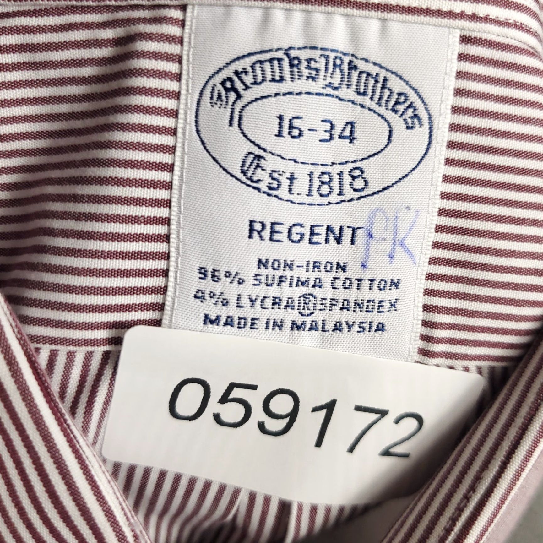 Brooks Brothers VINTAGE Brooks Brothers Dress Shirt Men 16 Long Sleeve Cotton Maroon Striped Business Formal Classic Size 42R - 7 Thumbnail