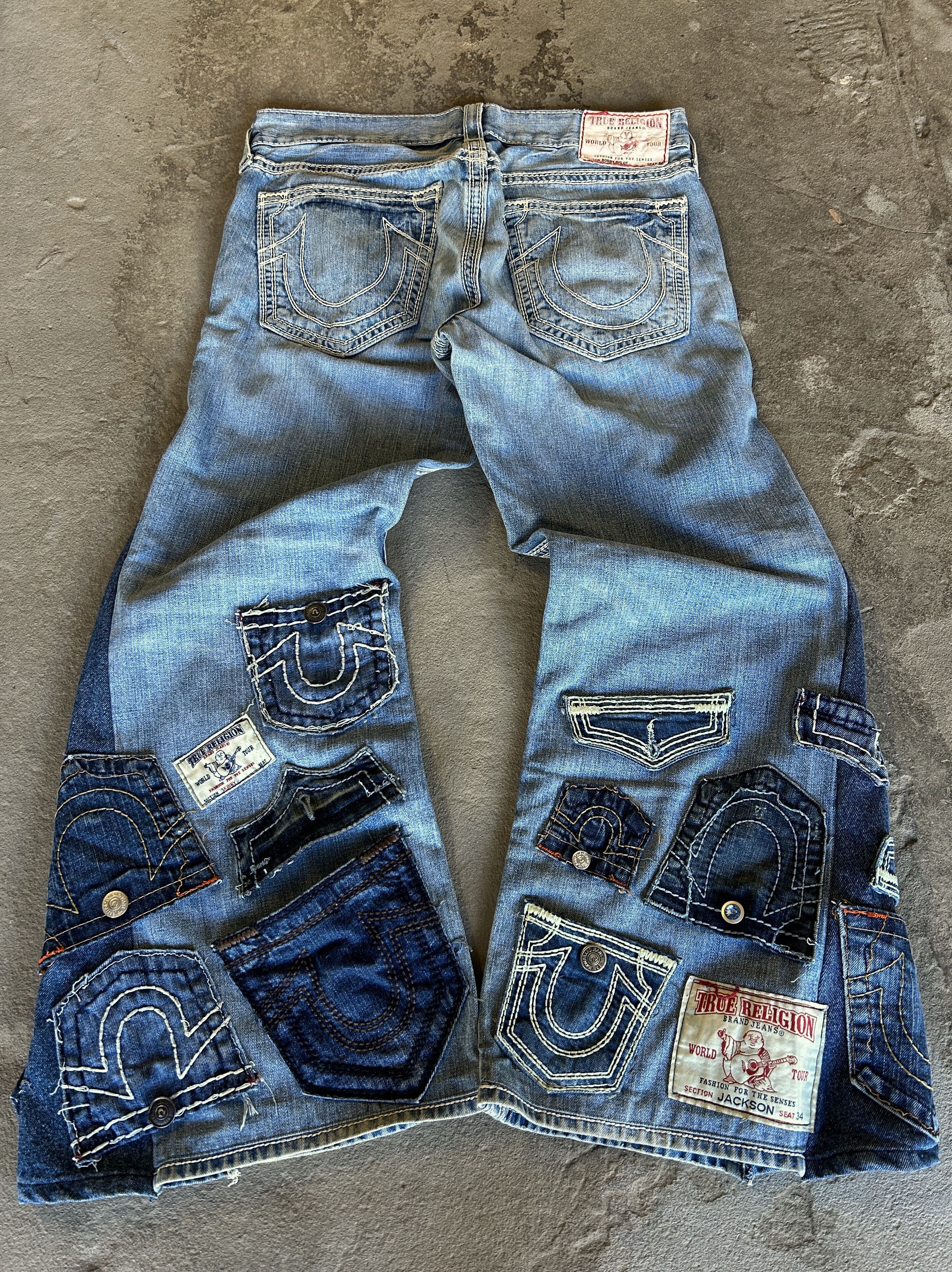 image of Avant Garde x Ed Hardy Multipocket Flared Ed Hardy Style True Religion Baggy Jeans, Men's (Size 32)