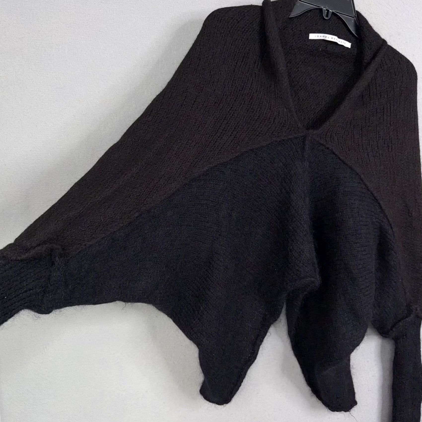 Isabel Benenato Isabel Benenato Sweater Womens 40 Black Dolman V-Neck Wool Alpaca Mohair Knit Made in Italy Size S / US 4 / IT 40 - 4 Thumbnail