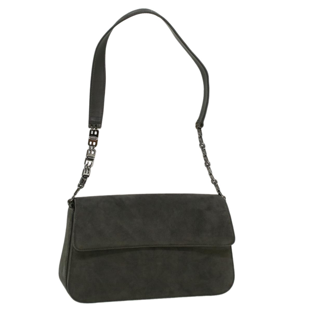 image of Bally Shoulder Bag Suede Gray Auth Ac2476 in Grey, Women's