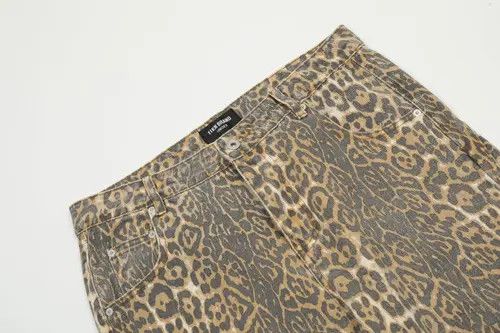 Japanese Brand × Jean Pants American leopard retro street casual loose men's jeans Size US 32 / EU 48 - 4 Thumbnail