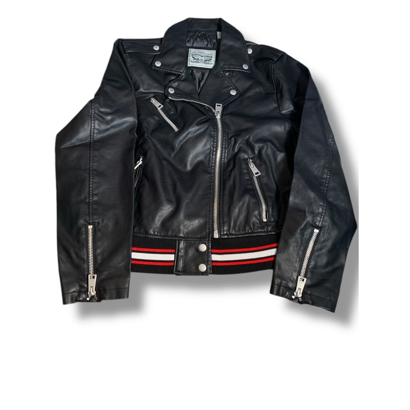 Levi's Levi’s NWT Faux Leather Moto Jacket Black Ribbed Hem Asymmet Size XL / US 12-14 / IT 48-50 - 3 Thumbnail