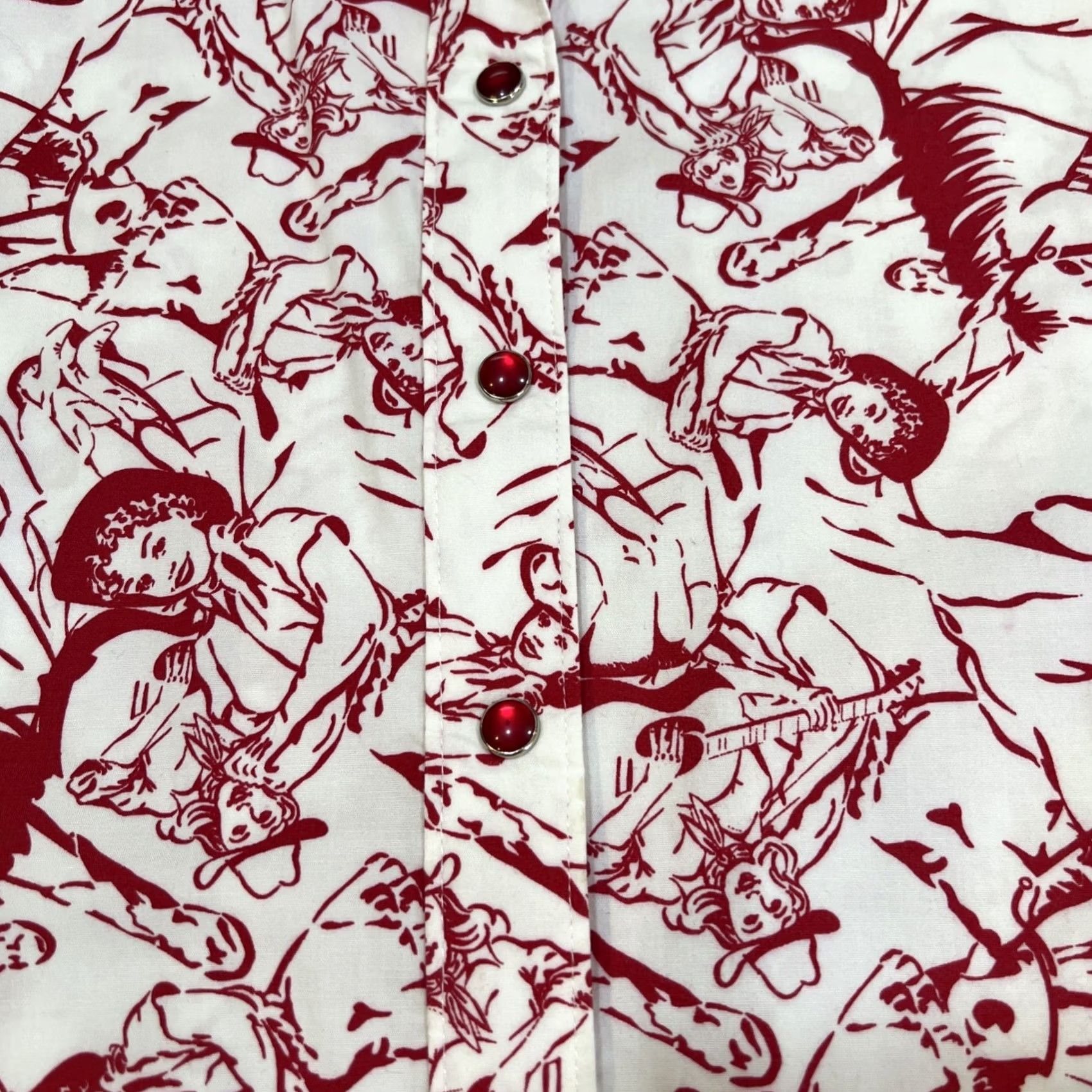 Vintage VINTAGE? No. Western Pearl Snap Shirt Womens M Cowgirls Horses All Over Print Cotton Spandex Size M / US 6-8 / IT 42-44 - 3 Thumbnail