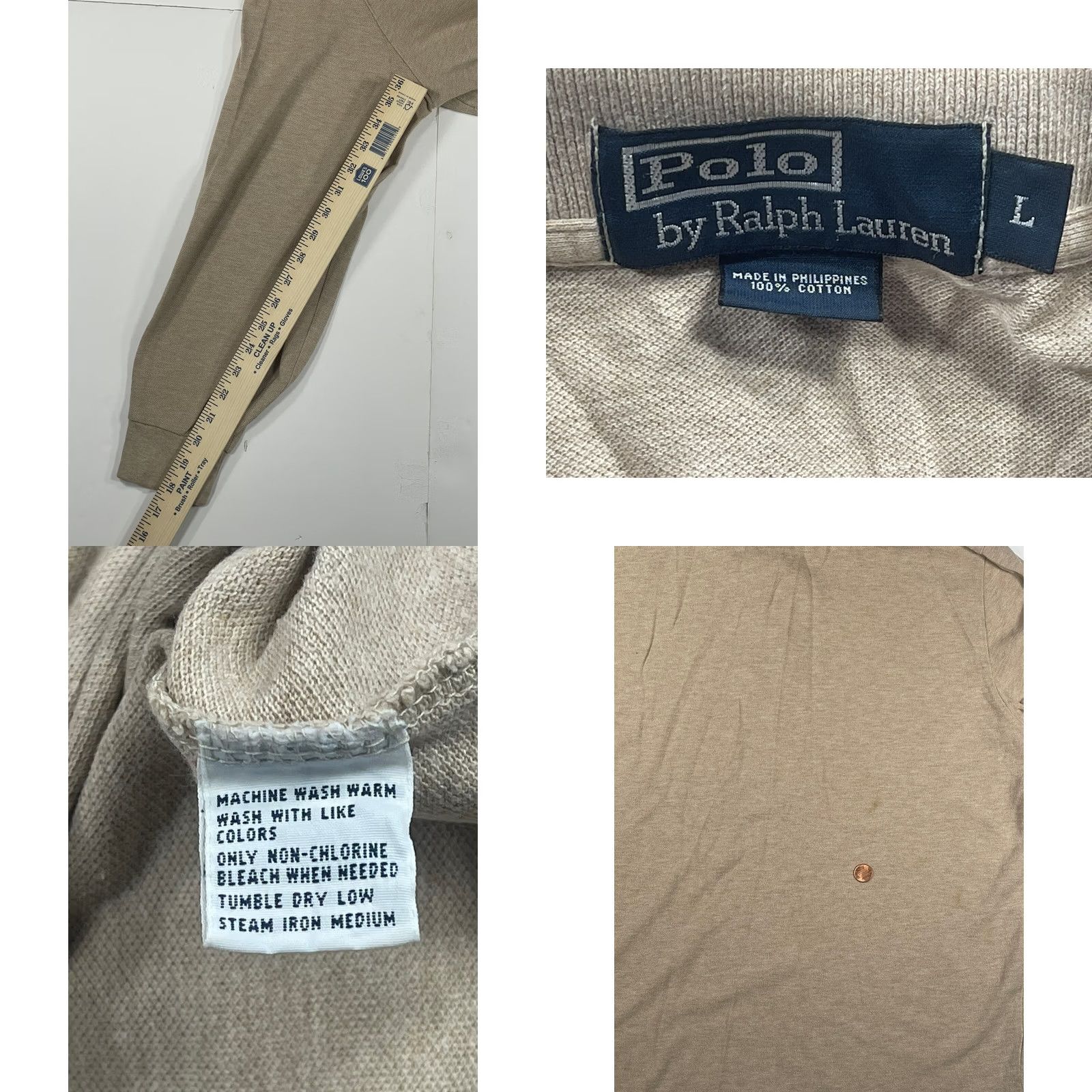 Polo Ralph Lauren Polo By Ralph Lauren Mens Long Sleeve Polo Shirt Sz L Beige Collared Button Polo Shirt Mens L Beige Button-Down Collar Shirt Size US L / EU 52-54 / 3 - 8 Thumbnail