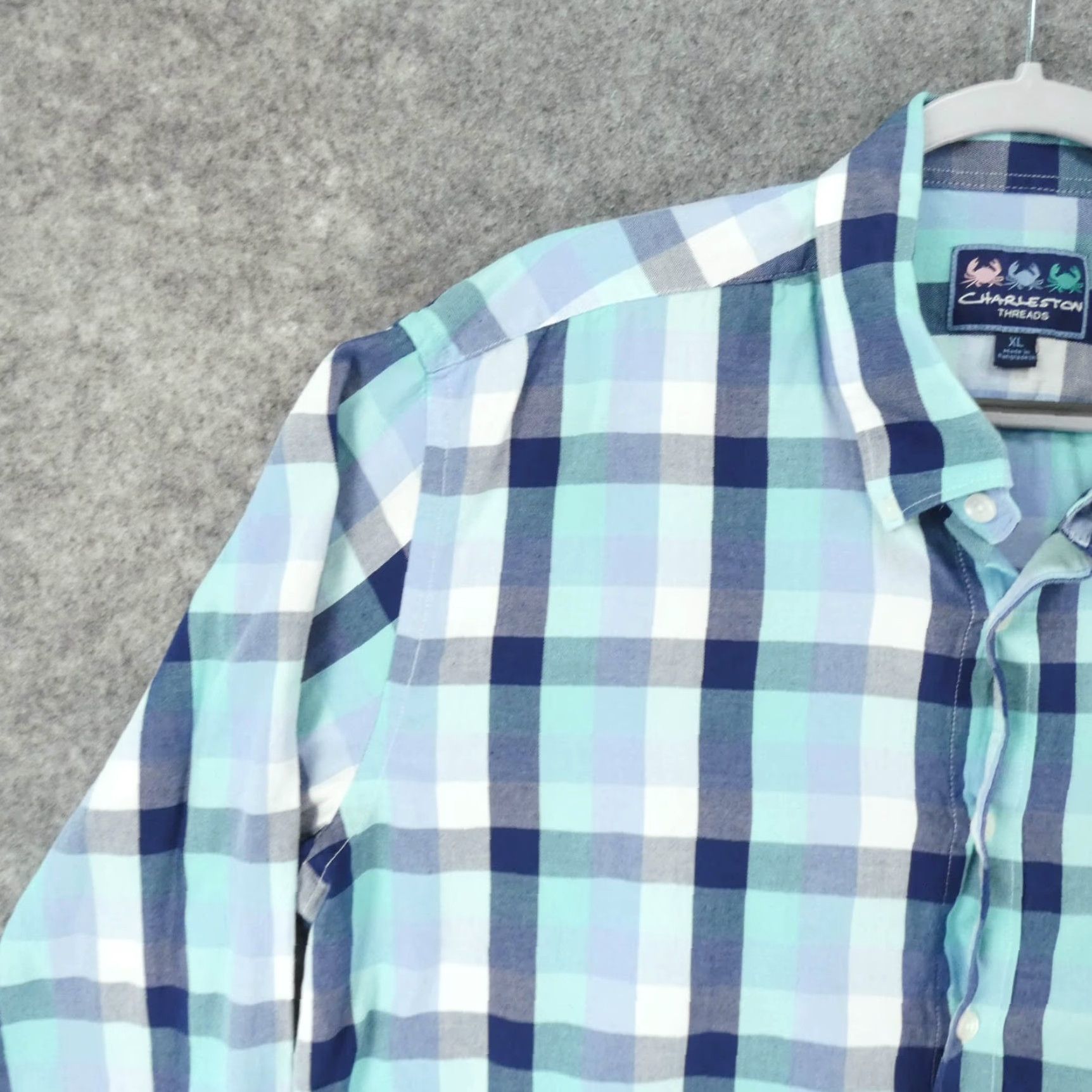 Vintage Charleston Threads Shirt Mens Extra Large Long Sleeve Button Up Blue Plaid Size US XL / EU 56 / 4 - 3 Thumbnail