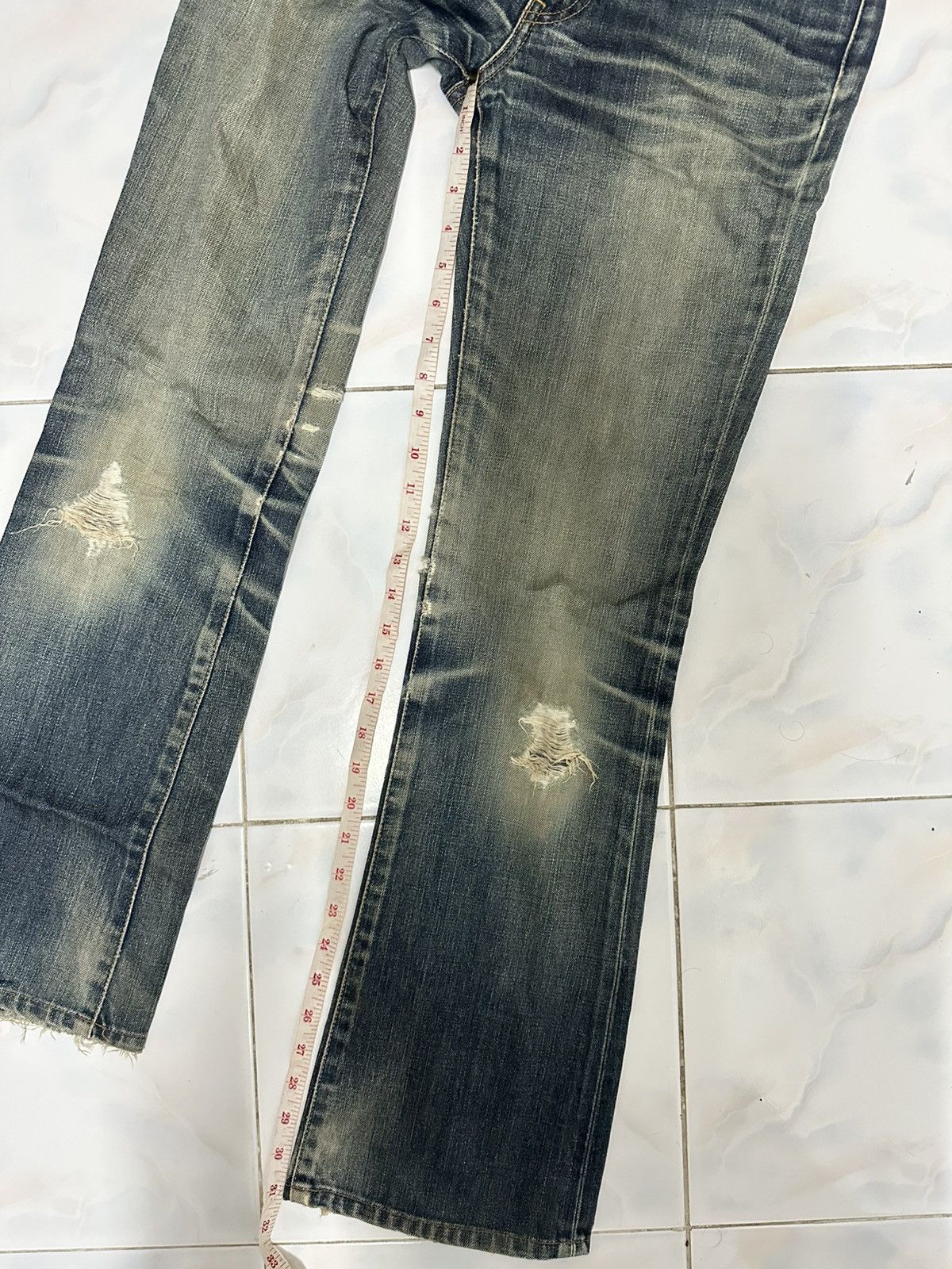 Japanese Brand Vintage Edwin Faded Flare Distressed Jean Denim Pant W28 Size US 28 / EU 44 - 16 Thumbnail