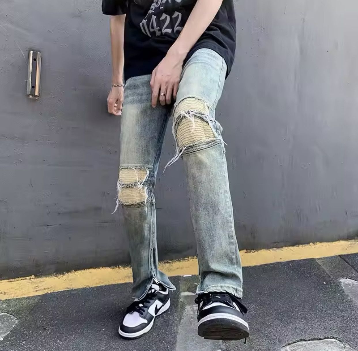 Japanese Brand Y2K Fashion Stretch Slim Ripped Jeans Size US 32 / EU 48 - 3 Thumbnail