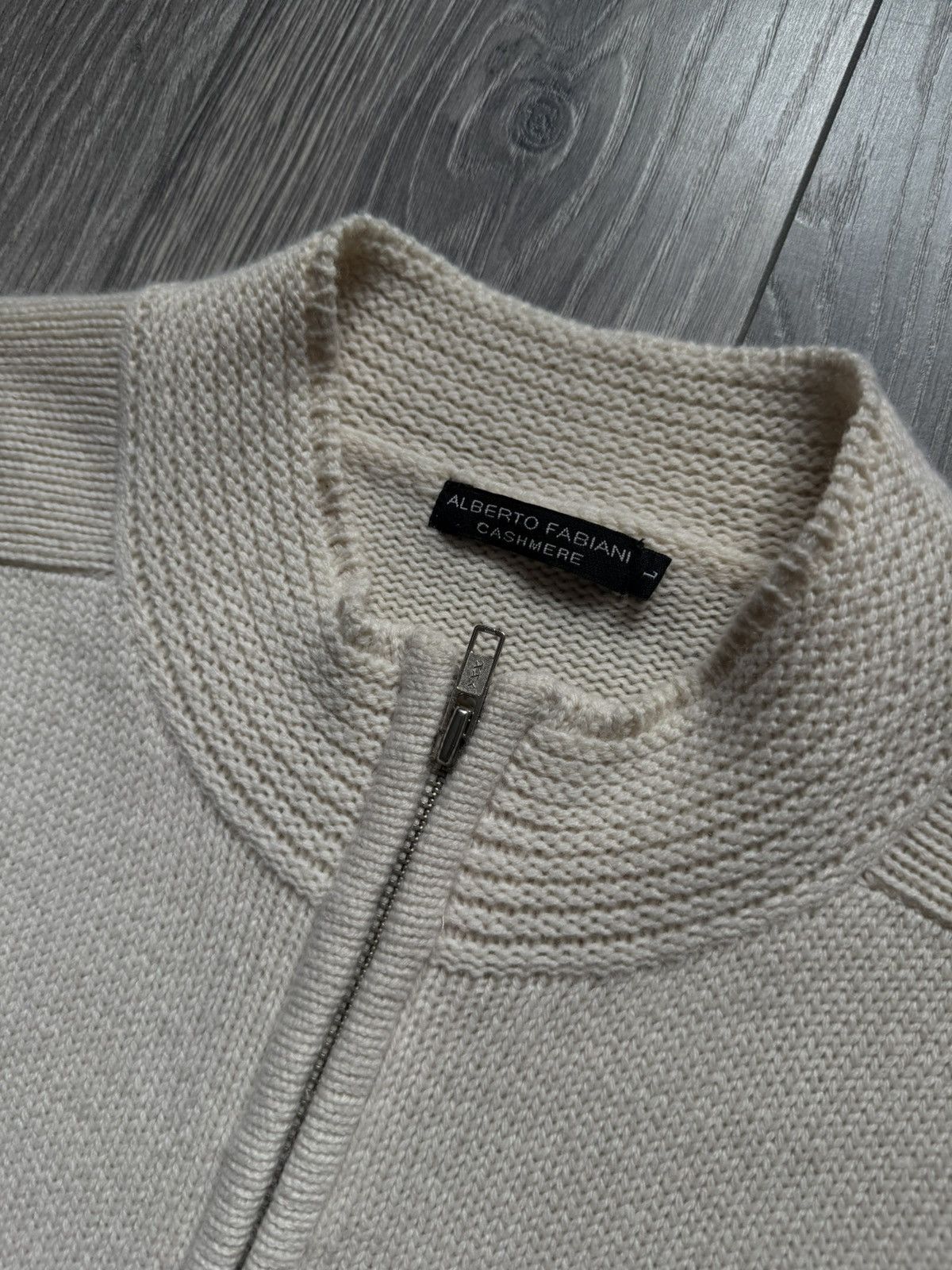 Other Alberto Fabiani Cashmere Zip Cardigan Sweater in L, Beige Size L / US 10 / IT 46 - 4 Thumbnail