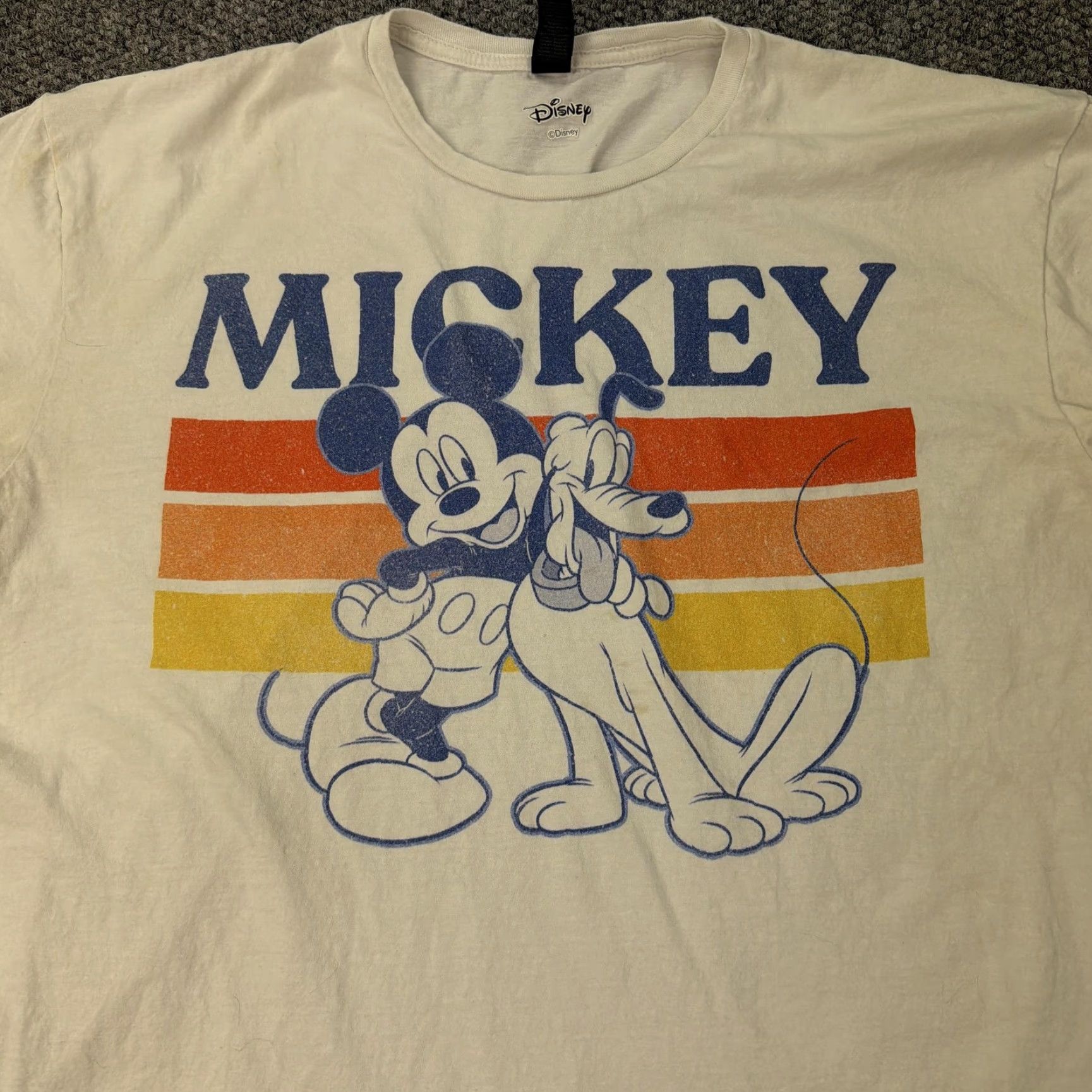 Disney Disney Mickey Mouse Pluto Shirt Mens XL White Retro Graphic Tee Casual Cartoon Size US XL / EU 56 / 4 - 2 Thumbnail