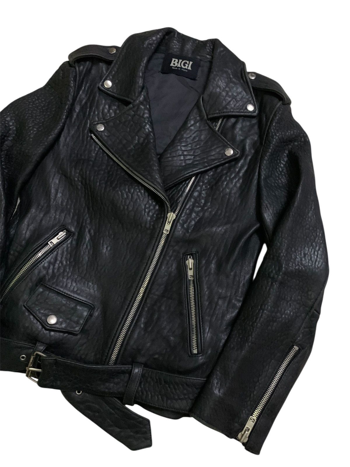 BIGI 💥Vtg Bigi Men Alligator Black Leather Jacket Size US S / EU 44-46 / 1 - 2 Thumbnail