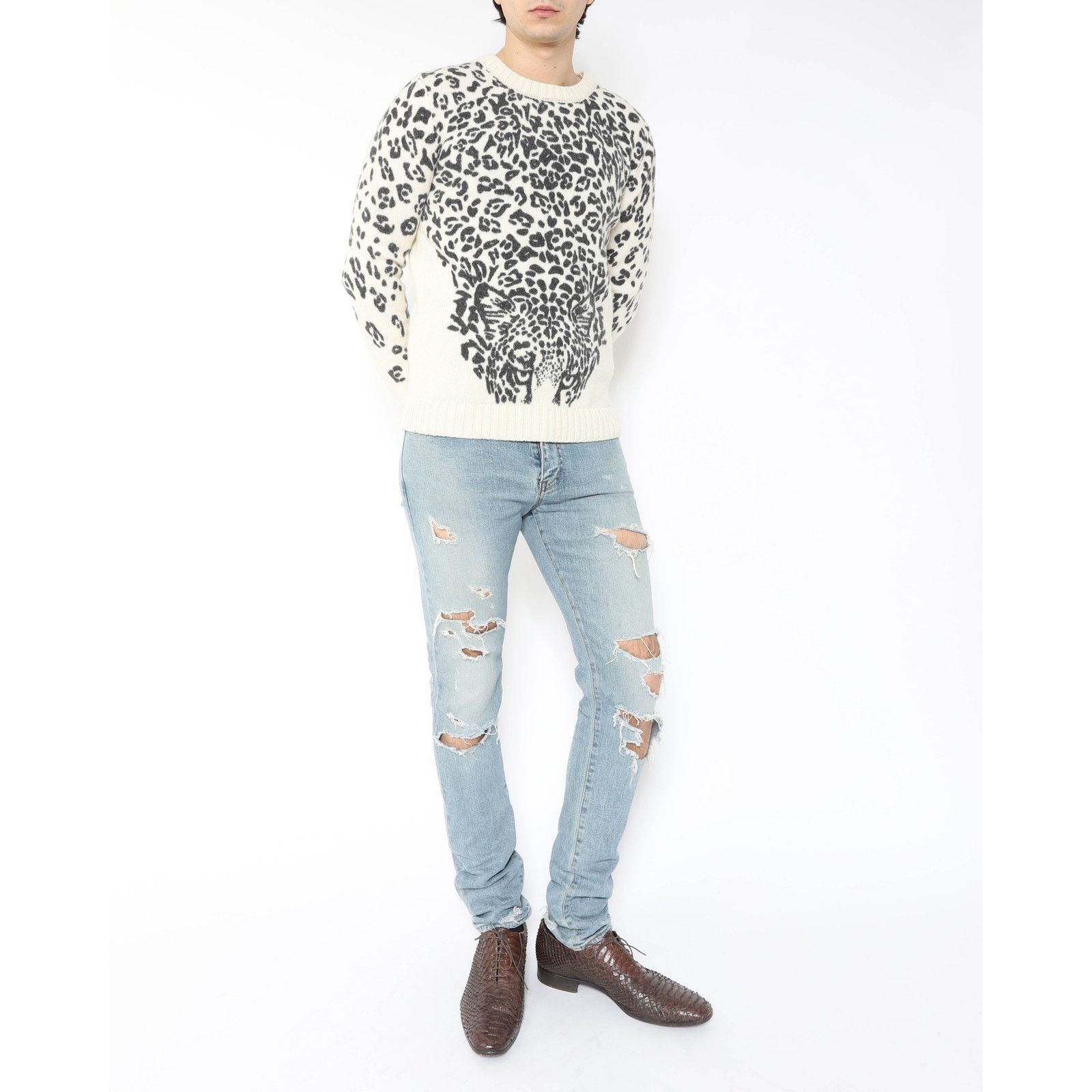 Saint Laurent Paris FW16 Leopard Intarsia Knit in Wool Size US L / EU 52-54 / 3 - 5 Thumbnail