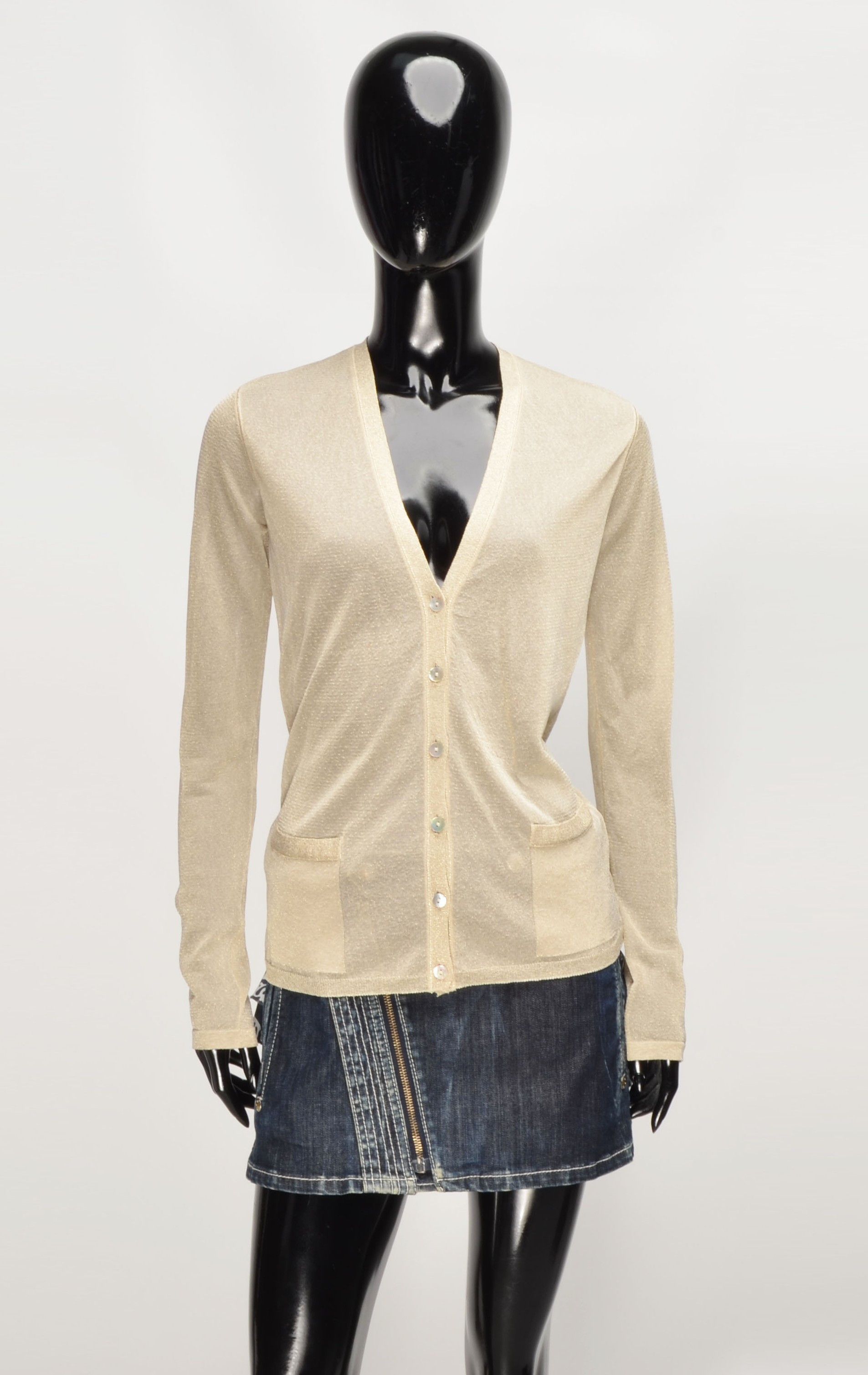 Max Mara Vintage Max Mara Sheer Sparkle V-Neck Cardigan Size M / US 6-8 / IT 42-44 - 1 Thumbnail