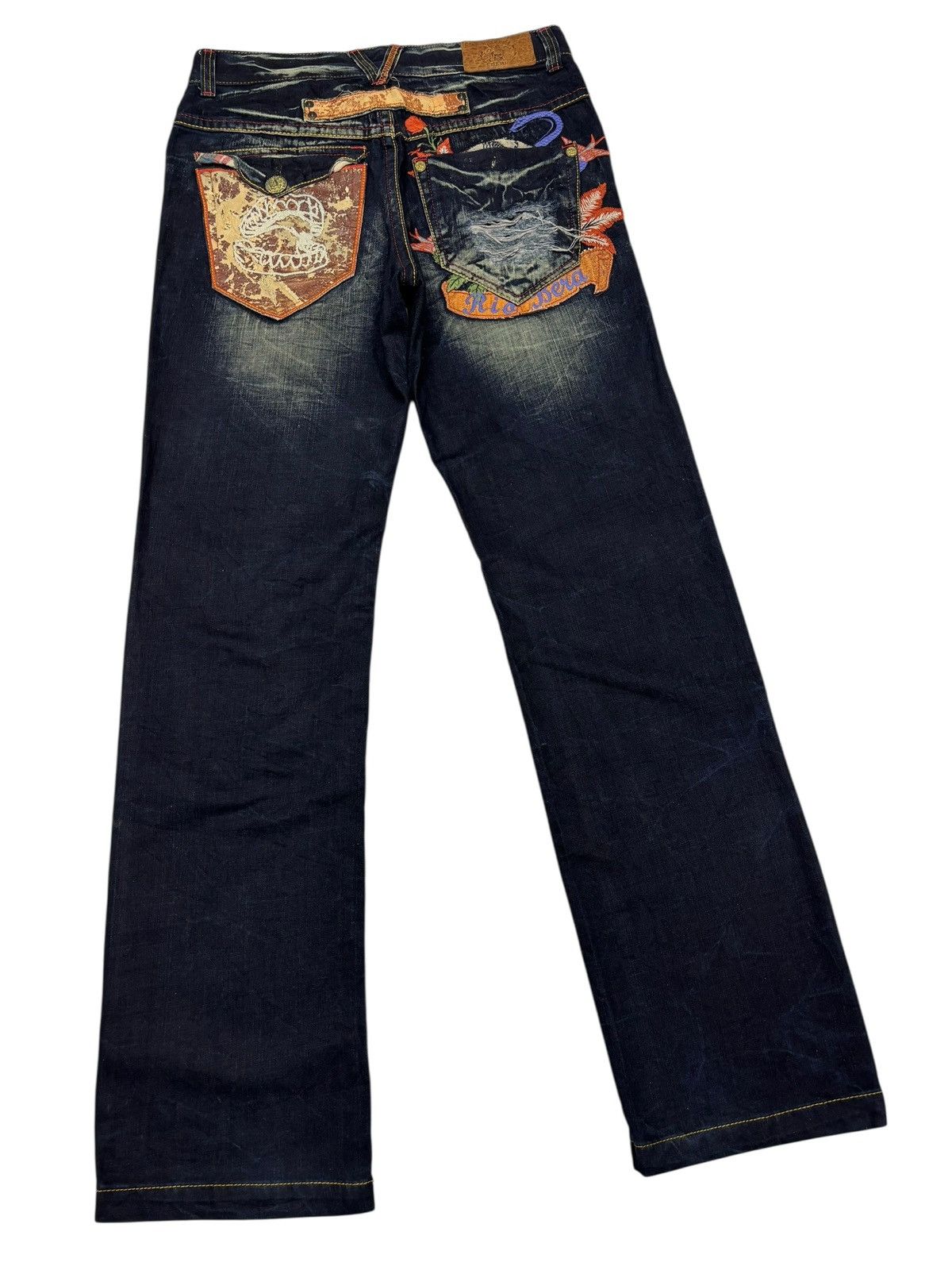 If Six Was Nine 🔥RIOBERA JEANS Embroidery Denim Blue Jeans Size US 32 / EU 48 - 3 Thumbnail