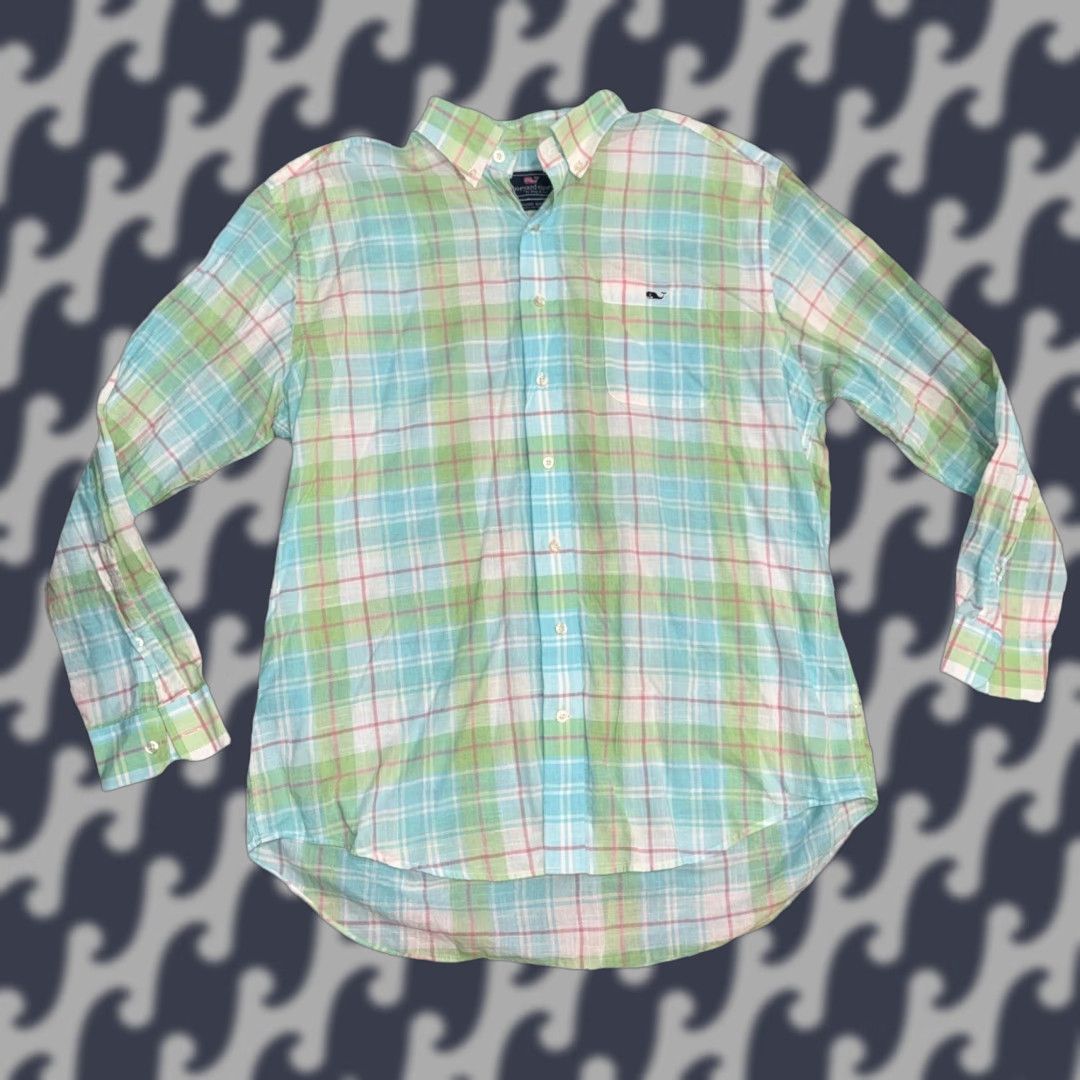 Vineyard Vines Vineyard Vines Tucker Shirt Men’s Large Blue Green Plaid Cotton Button-Up Shirt Men Large Blues Green Plaid Cotton Button-Up with Logo Pocket Size US L / EU 52-54 / 3 - 1 Thumbnail