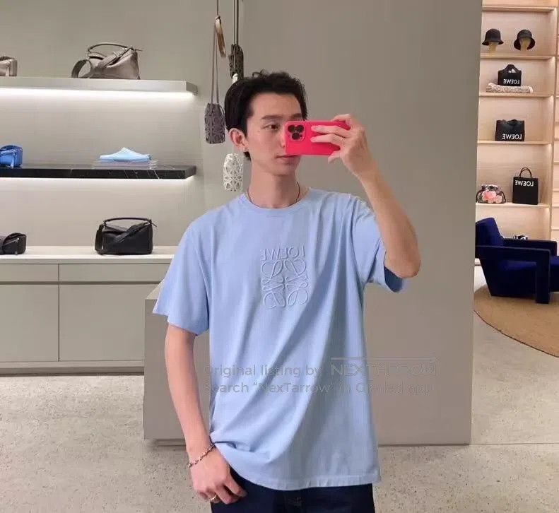 Loewe Loewe Blue Logo Embroidered Cotton Jersey Short Sleeve T-S Size US L / EU 52-54 / 3 - 7 Thumbnail