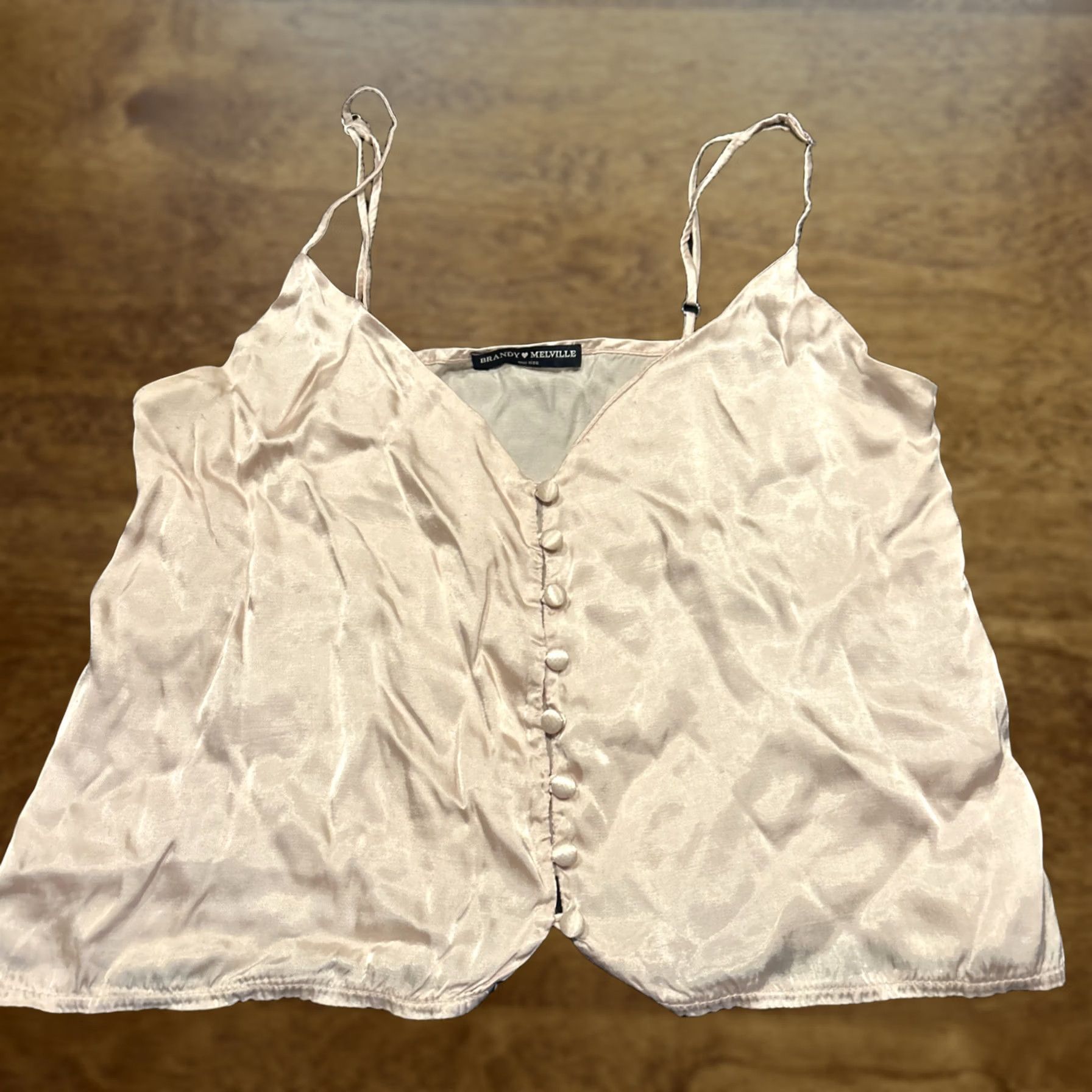 Brandy Melville Brandy Melville Camisole One Size Satin Spaghetti Strap A43 Size ONE SIZE - 1 Thumbnail