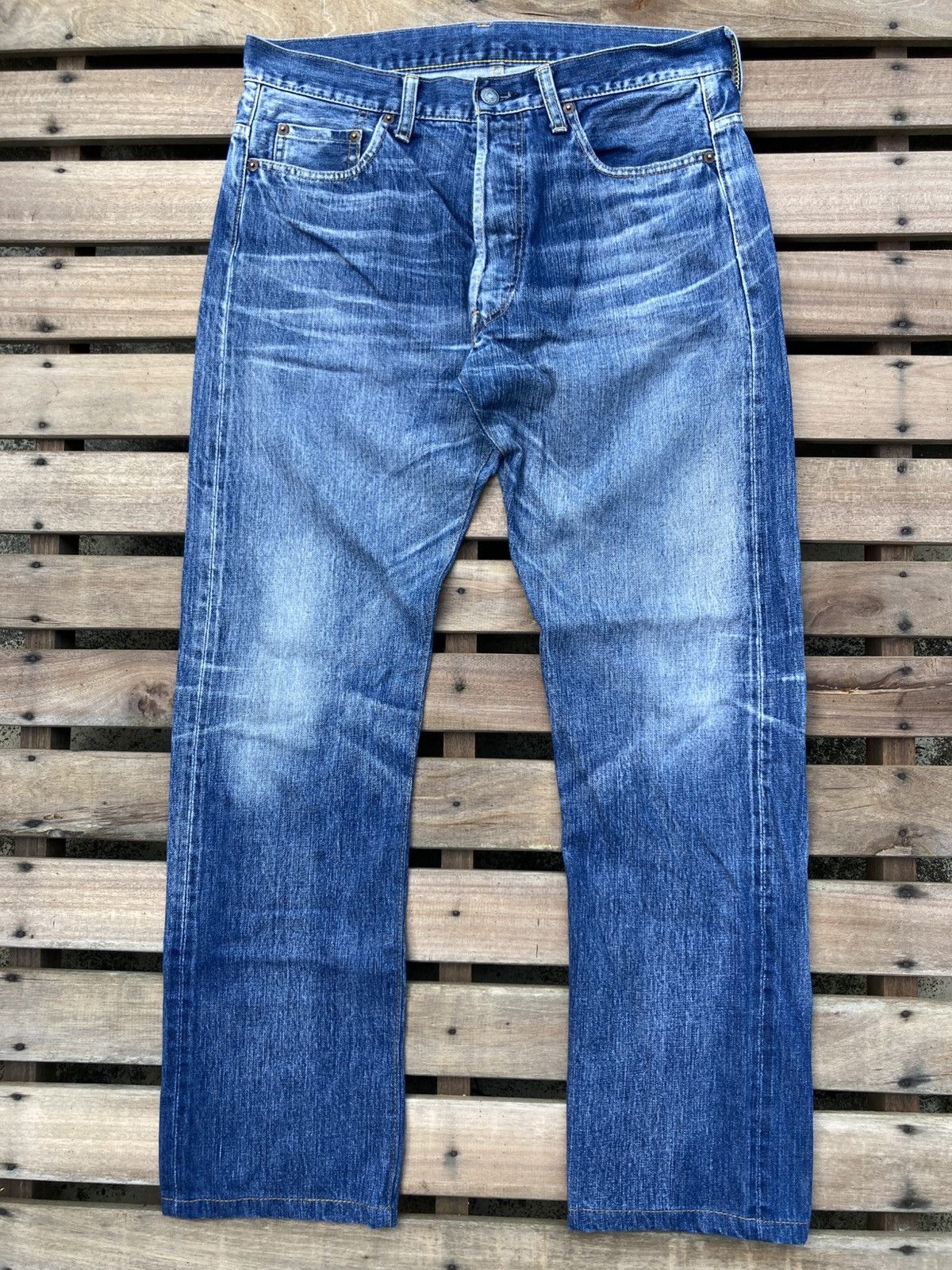 Yohji Yamamoto Yohji Yamamoto Blue Faded Hige Selvedge Denim Jeans Size US 32 / EU 48 - 2 Thumbnail