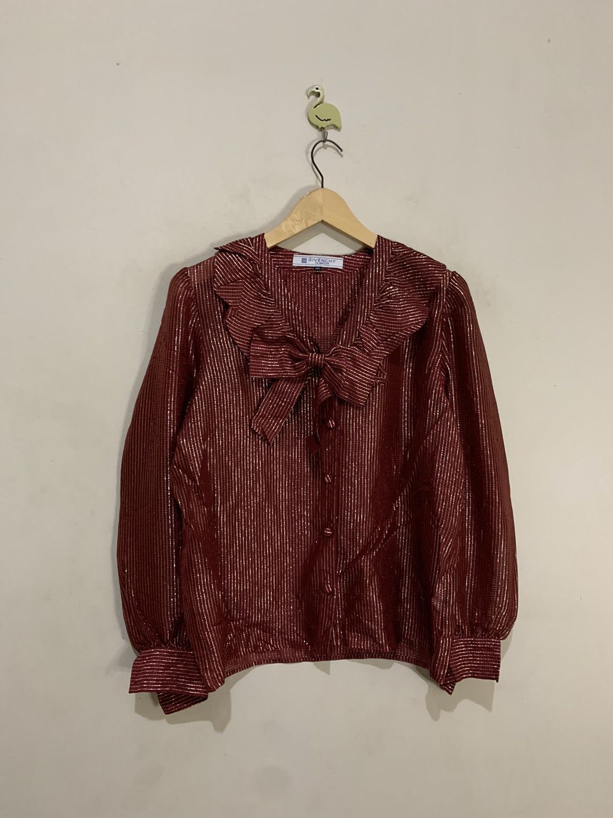 image of Vintage 80's Givenchy Glamours Blouses in Red, Women's (Size Medium)