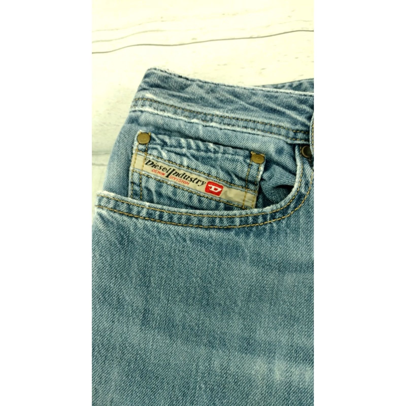 Diesel VINTAGE Diesel Zathan Distressed Button Fly Bootcut Jeans Men 35 33 Blue Cotton Denim 9.5" Leg Opening Mens Size US 35 - 5 Thumbnail