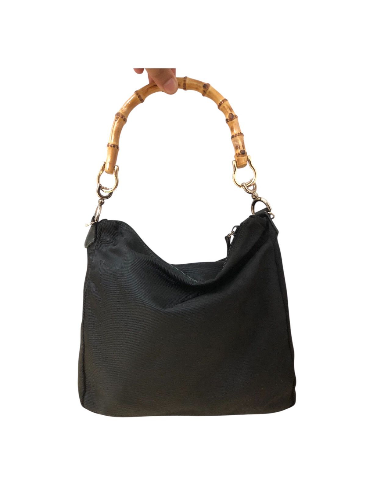 Gucci Vintage Gucci Bamboo Shoulder Bag Nylon Gucci Top Handle Size ONE SIZE - 2 Thumbnail