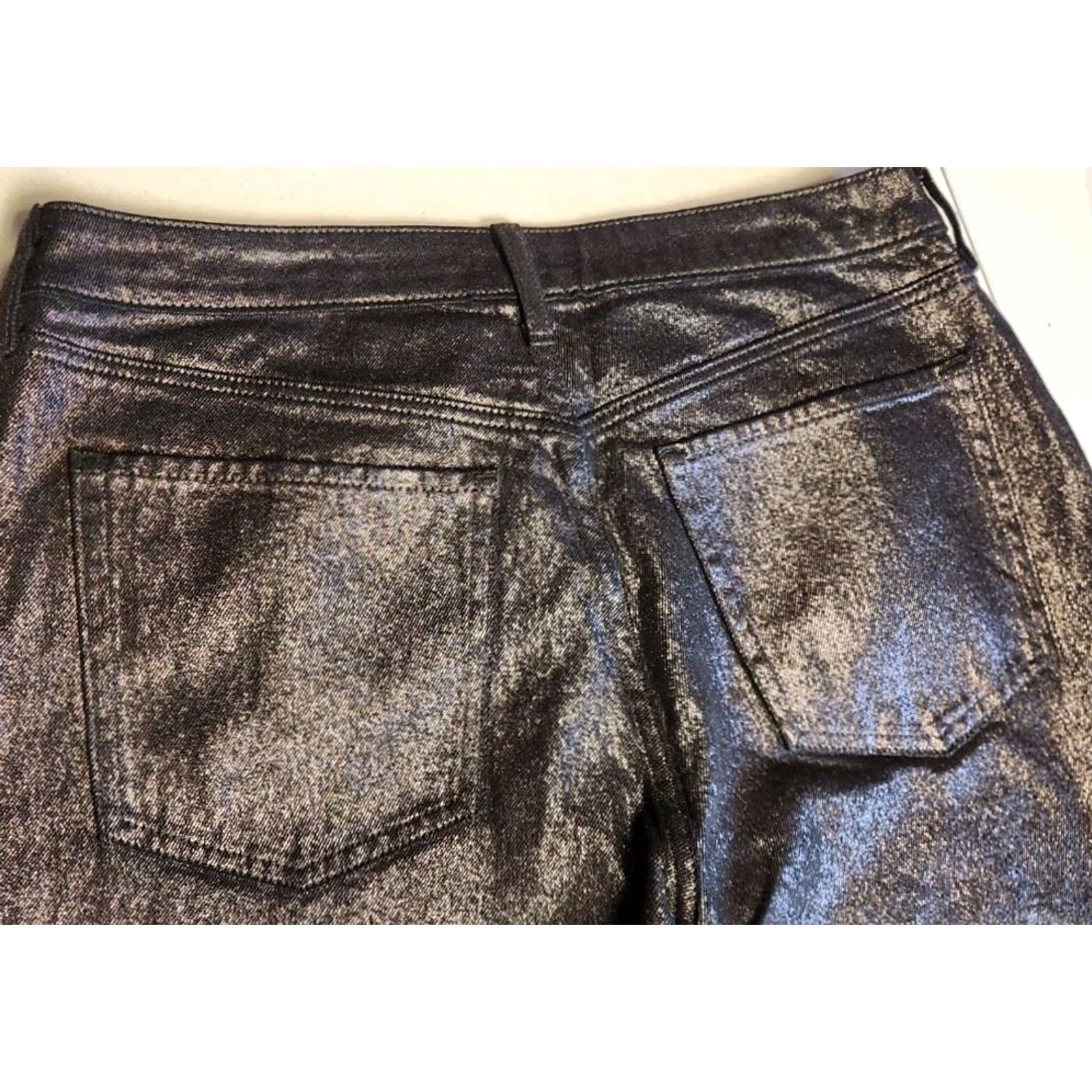 Old Navy VINTAGE Old Navy High-Waist Shine OG Straight Ankle Jeans Womens 12 Black Shine Pant NWT NEW Size 34" / US 12 / IT 48 - 5 Thumbnail
