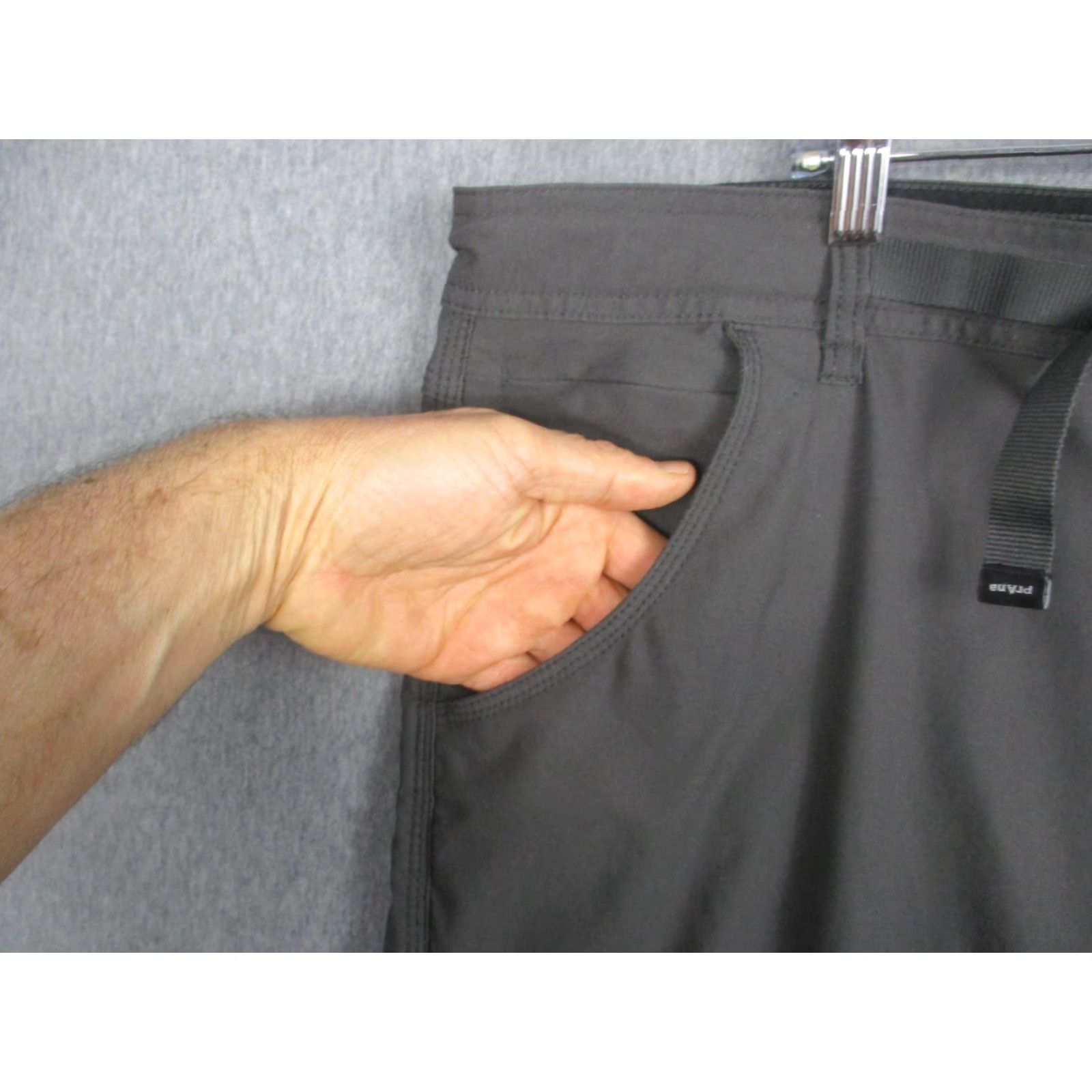 Prana PrAna Mens Pants 38x30 Gray Slim Fit Nylon Stretch Hiking Cargo Belted Khakis 30in Inseam Size US 38 / EU 54 - 4 Thumbnail