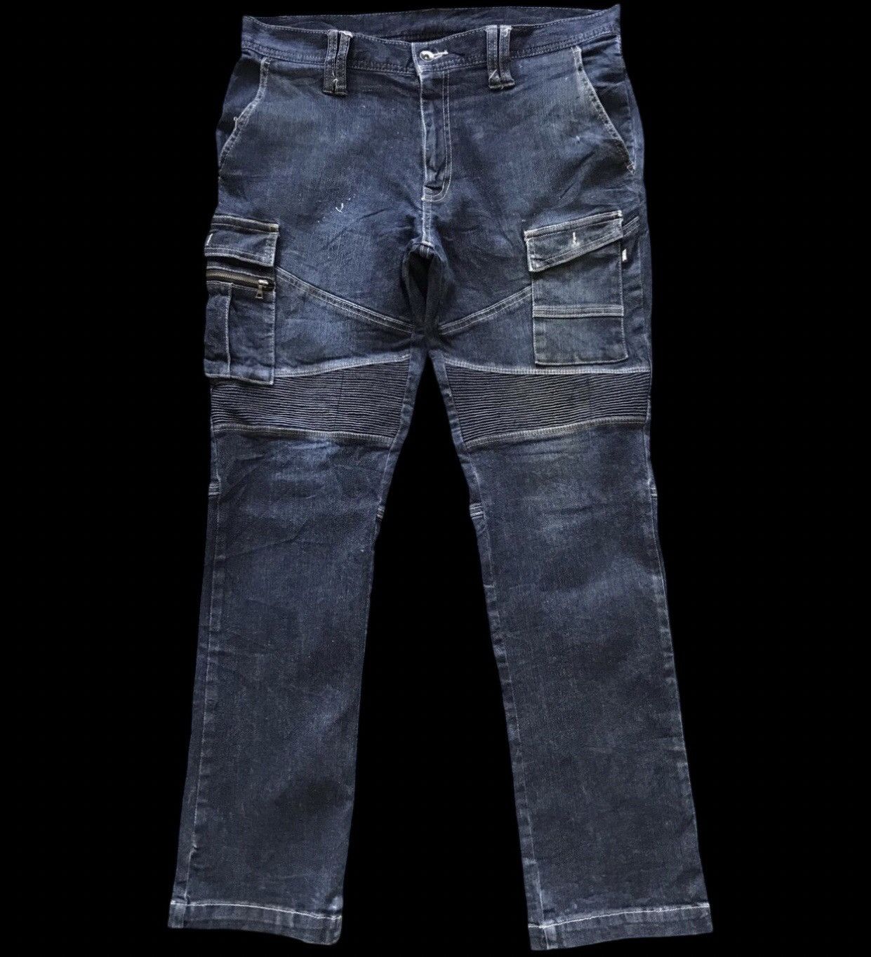 Japanese Brand TORA Biker Style Stretchable Multipockets Skinny Pant Size US 35 - 1 Thumbnail