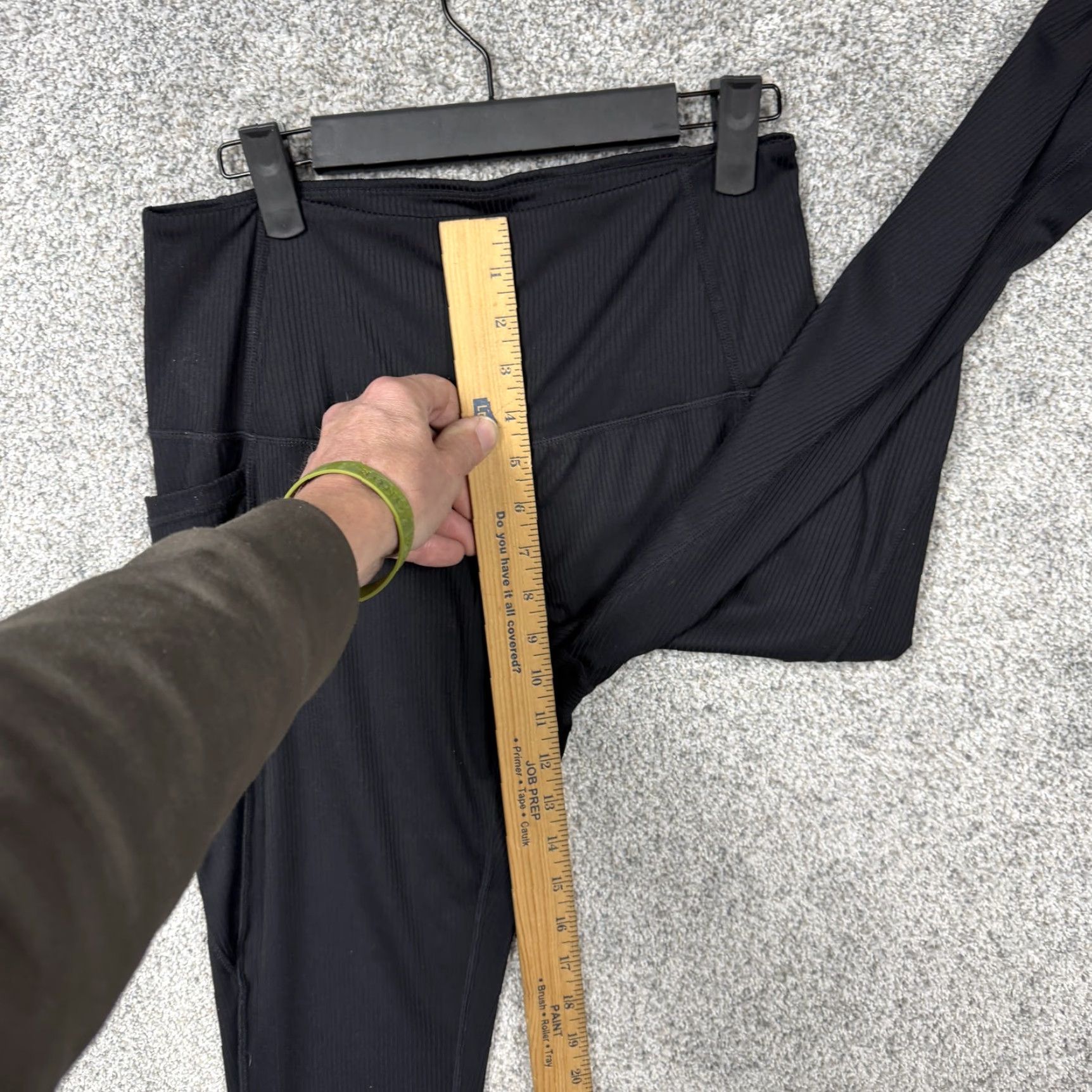 Vintage Move Theology Leggings Womens L Black Ribbed High Rise Pockets 27x28.5 Athletic Size 36" / US 14 / IT 50 - 5 Thumbnail