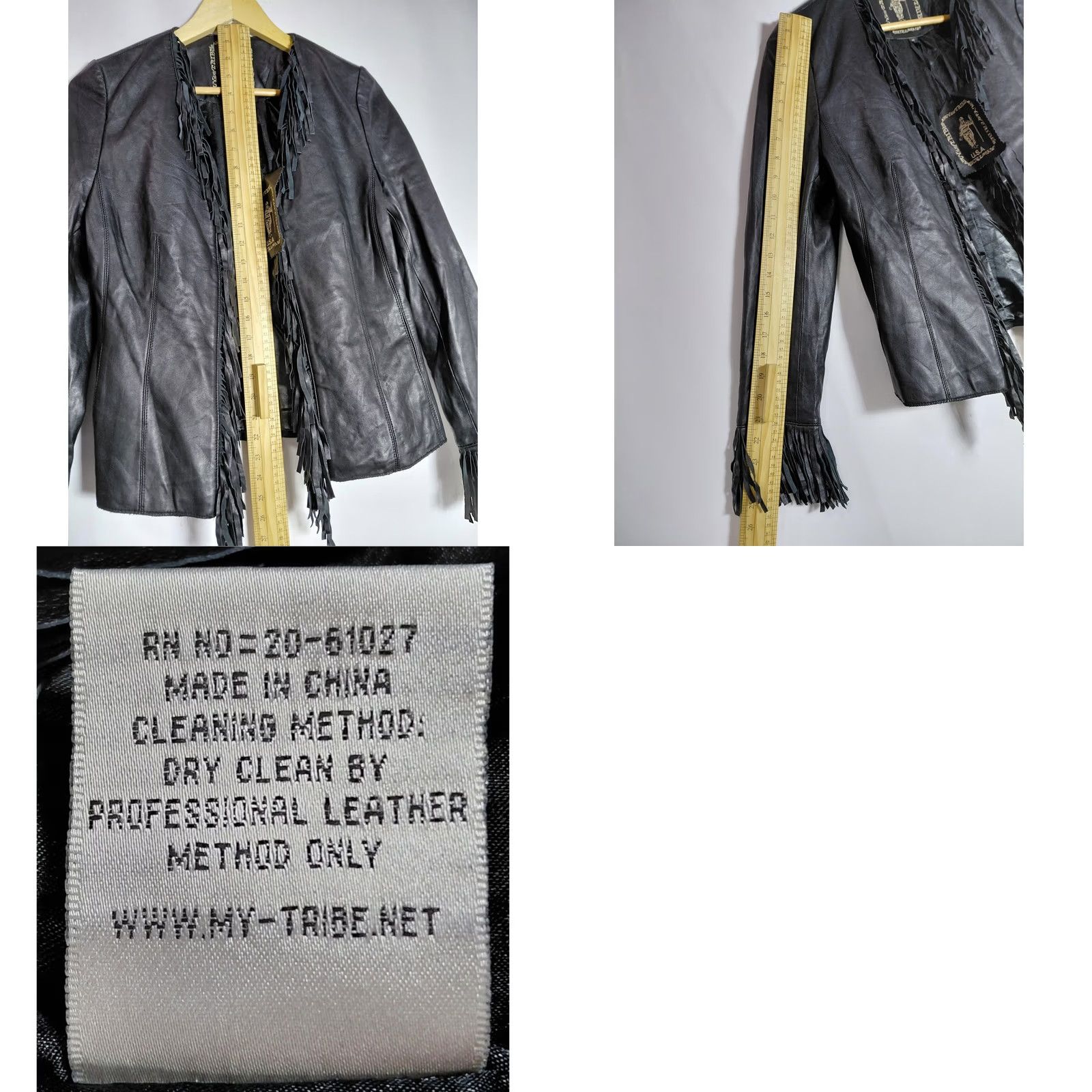Vintage MY TRIBE Leather Fringe Jacket Solid Long Sleeve Women MT9000 M Black, NWT, Casual Party/Cocktail Size M / US 6-8 / IT 42-44 - 8 Thumbnail