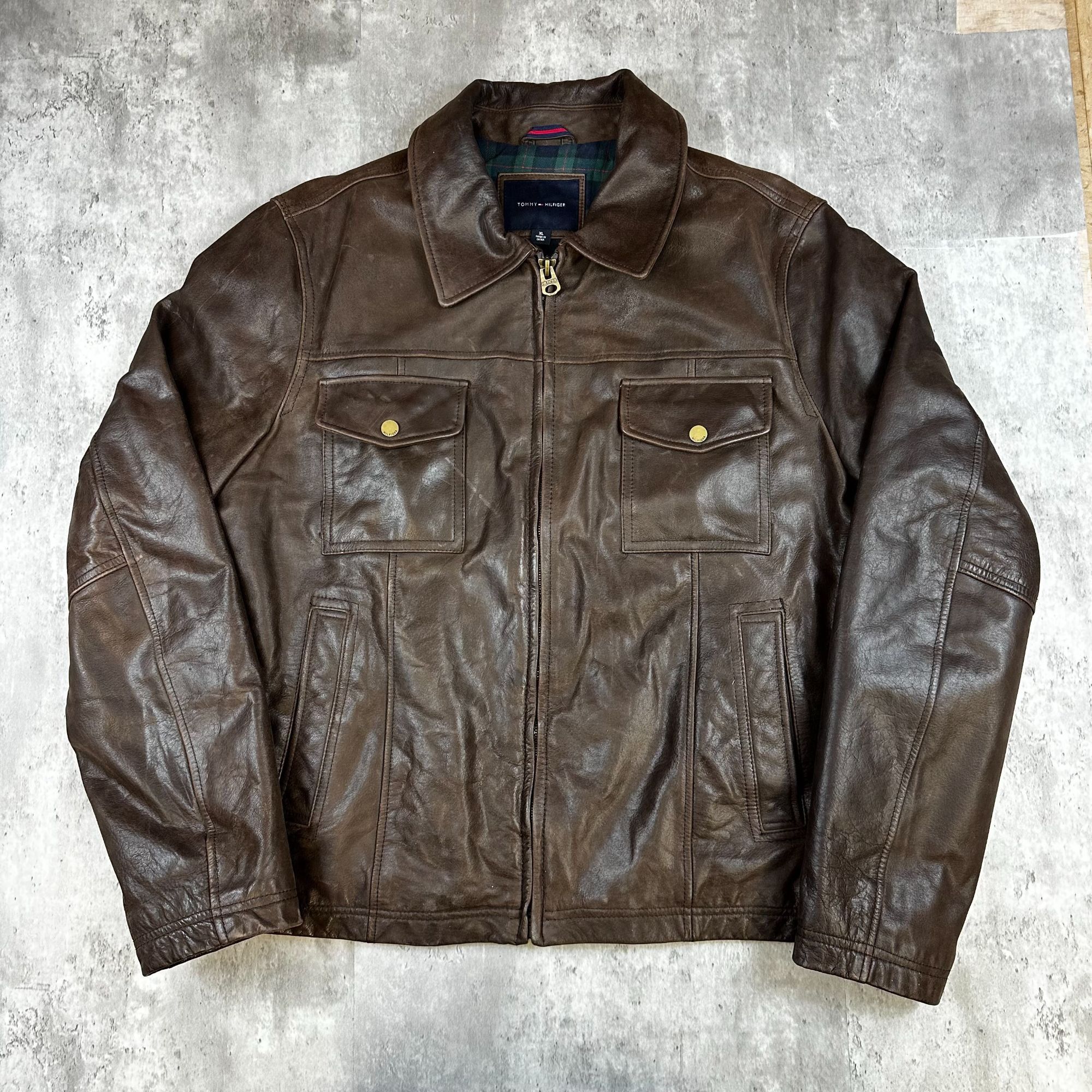 Tommy Hilfiger Vintage Brown Leather Tommy Hilfiger Jacket (XL) Size US XL / EU 56 / 4 - 1 Thumbnail