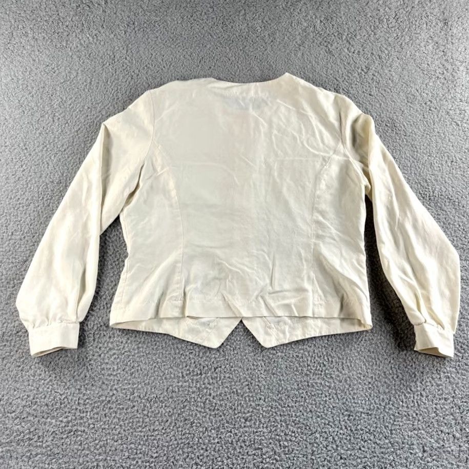 Liz Claiborne Liz Claiborne Blouse Shirt Silk Ivory 100% Silk Button Up Long Sleeve Womens Petite 14P Size XL / US 12-14 / IT 48-50 - 2 Thumbnail