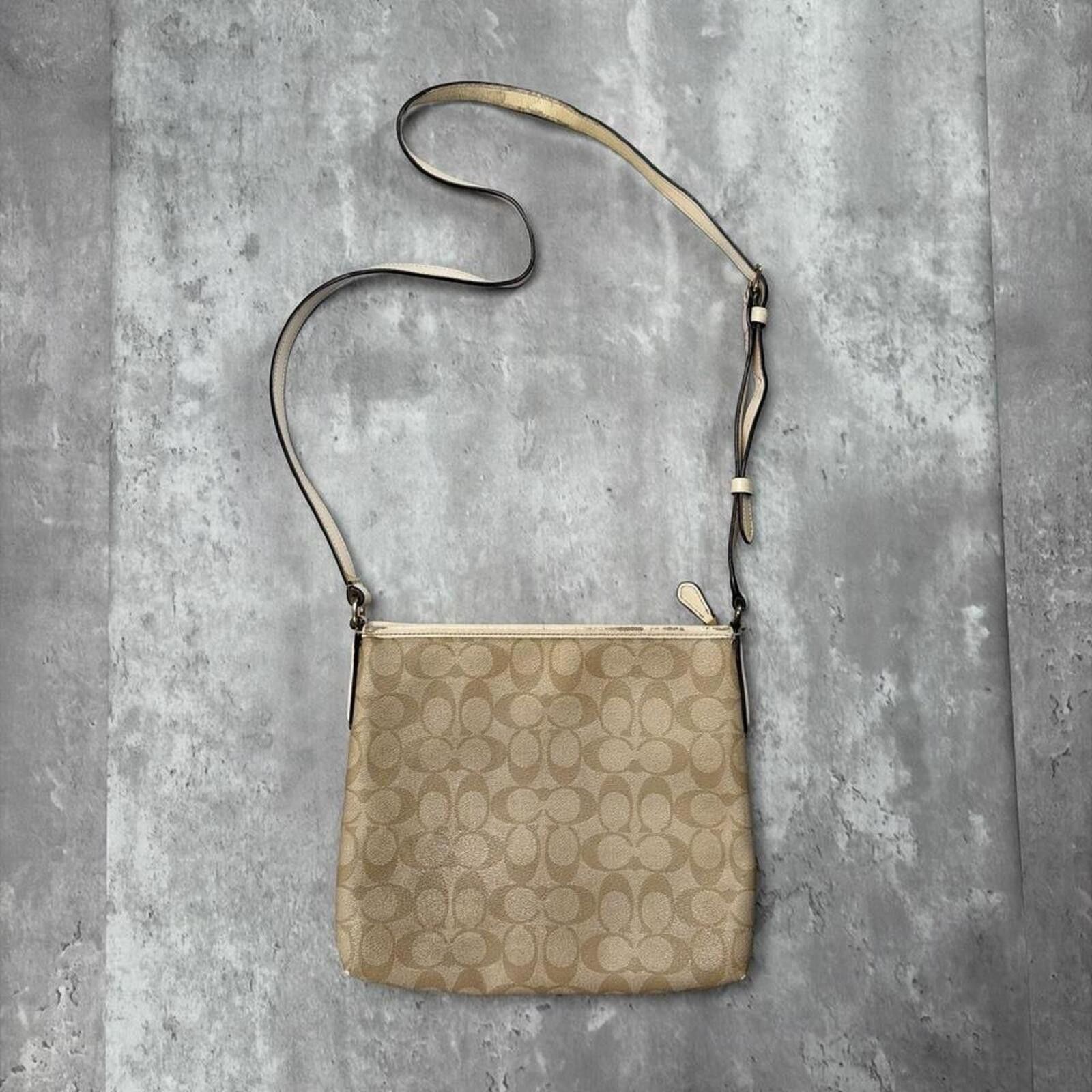 Coach Y2K Beige Coach Signature C Distressed Grunge Crossbody Bag Size ONE SIZE - 6 Thumbnail