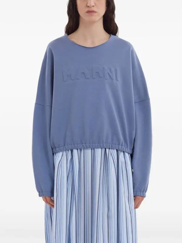 Marni o1w1db11125 Logo-Embossed Sweatshirt in Blue Size M / US 6-8 / IT 42-44 - 2 Thumbnail
