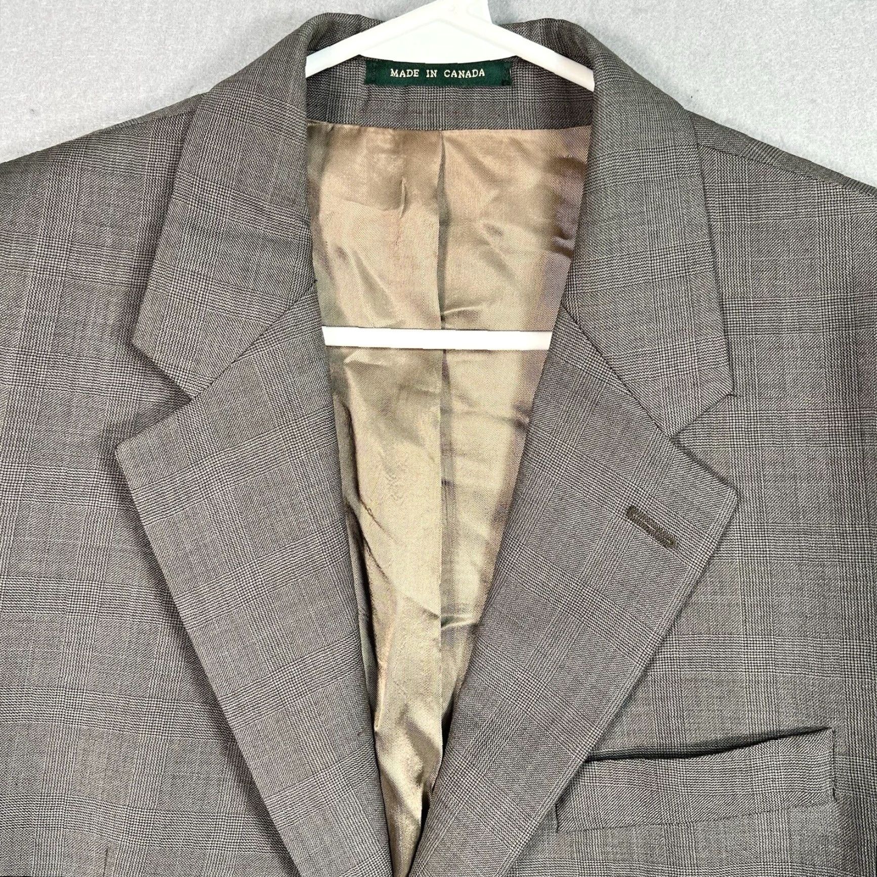 Ralph Lauren VINTAGE Lauren Ralph Lauren Wool & Cashmere Sport Coat Blazer 2 Button Single-Breasted Mens 42R Brown Houndstooth Tweed Canada 90s? Size 42R - 4 Thumbnail