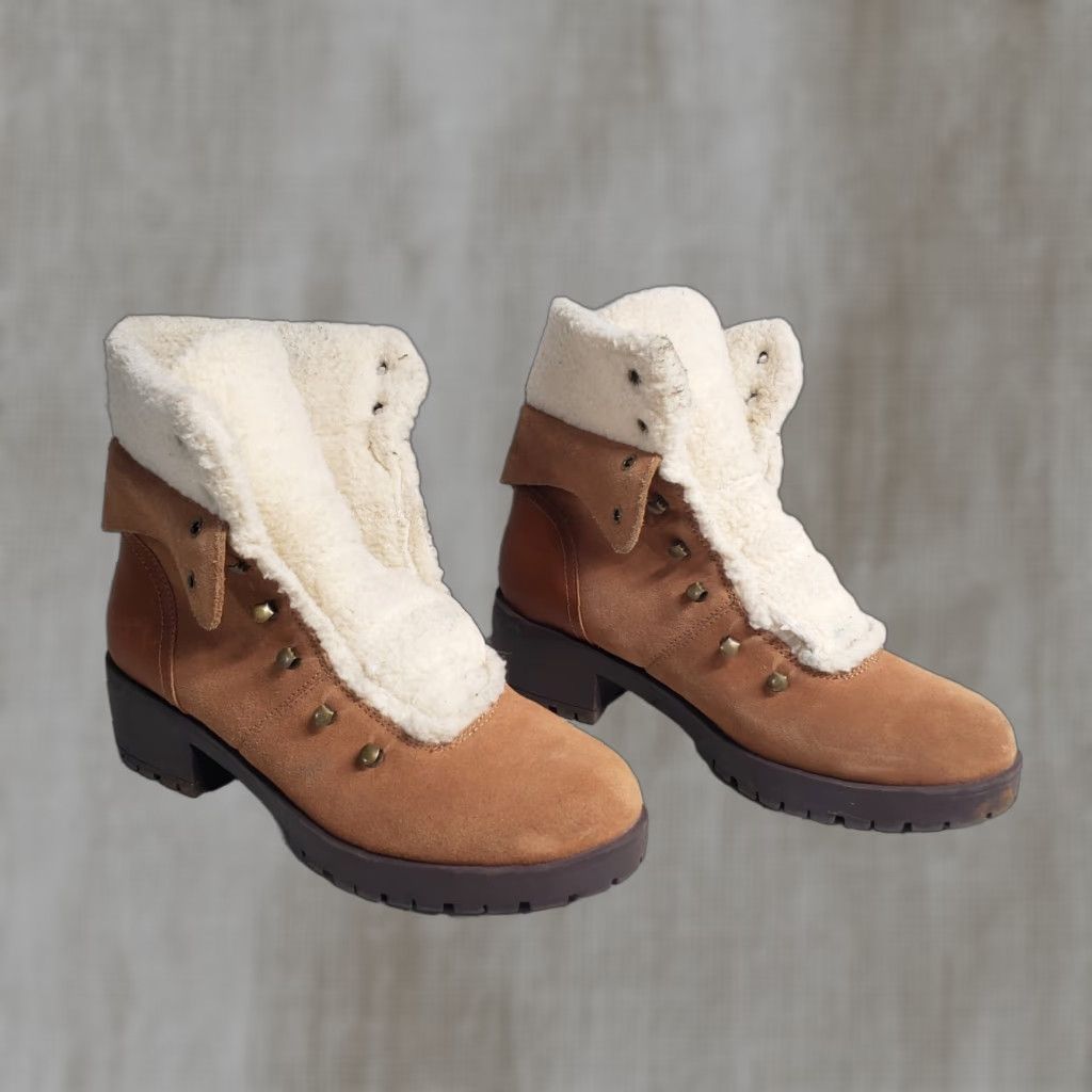 SKECHERS Skechers Boots Women Brown Fur Lined Ankle Winter Low Heel 9.5 Adult Shoes 1990s? Size US 9.5 / IT 39.5 - 1 Thumbnail