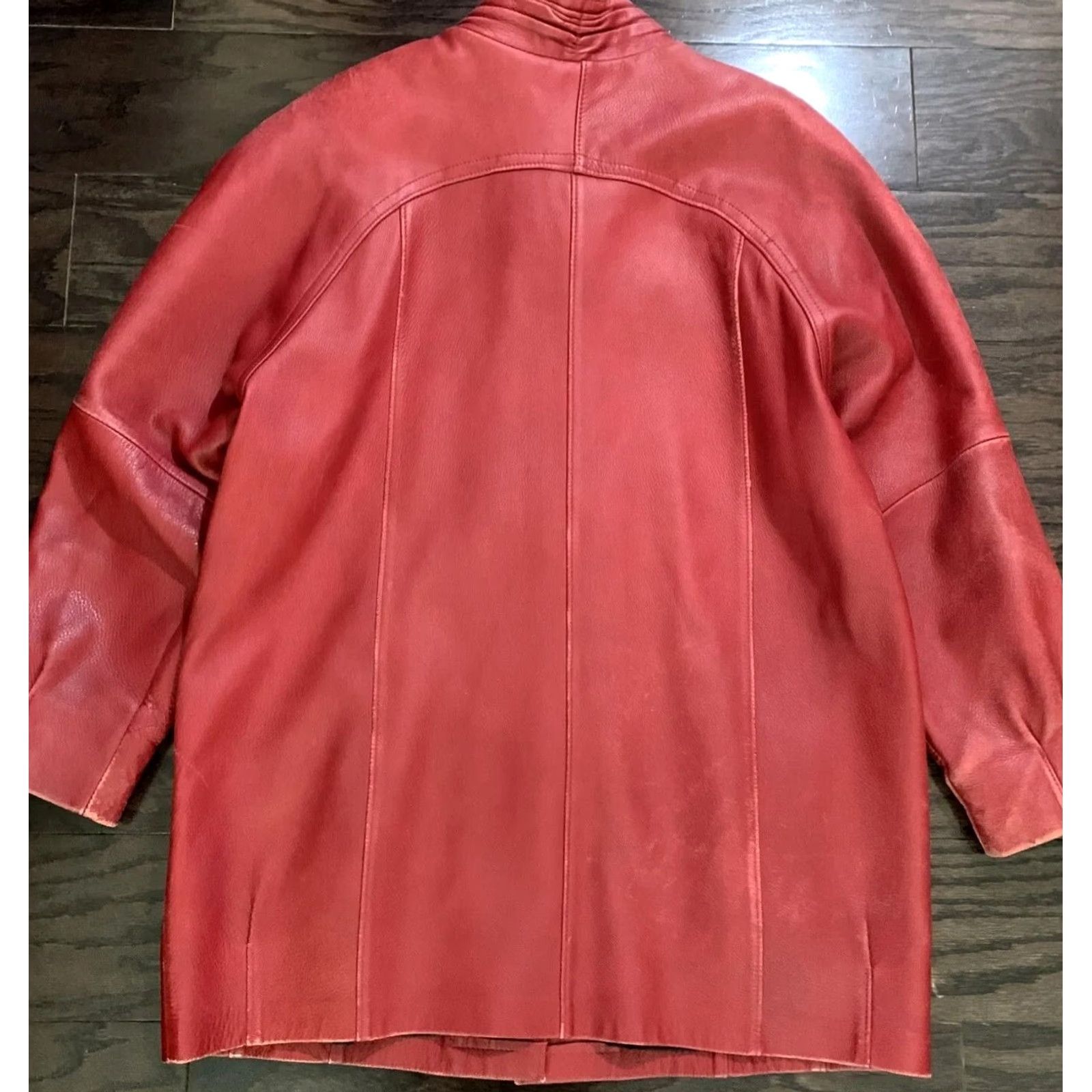 Vintage VINTAGE W.B. PLACE USA WESTERN Rancher Leather JACKET Mens Medium Red Lined Jacket, Leather, Long, Button Closure, Solid, Sheriff Theme Size US M / EU 48-50 / 2 - 6 Thumbnail