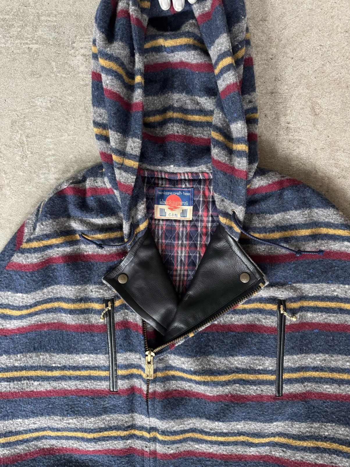 Blackmeans BLACKMEANS WOOL BLANKET BIKER CLOAK CAPE PONCHO Size US L / EU 52-54 / 3 - 2 Thumbnail