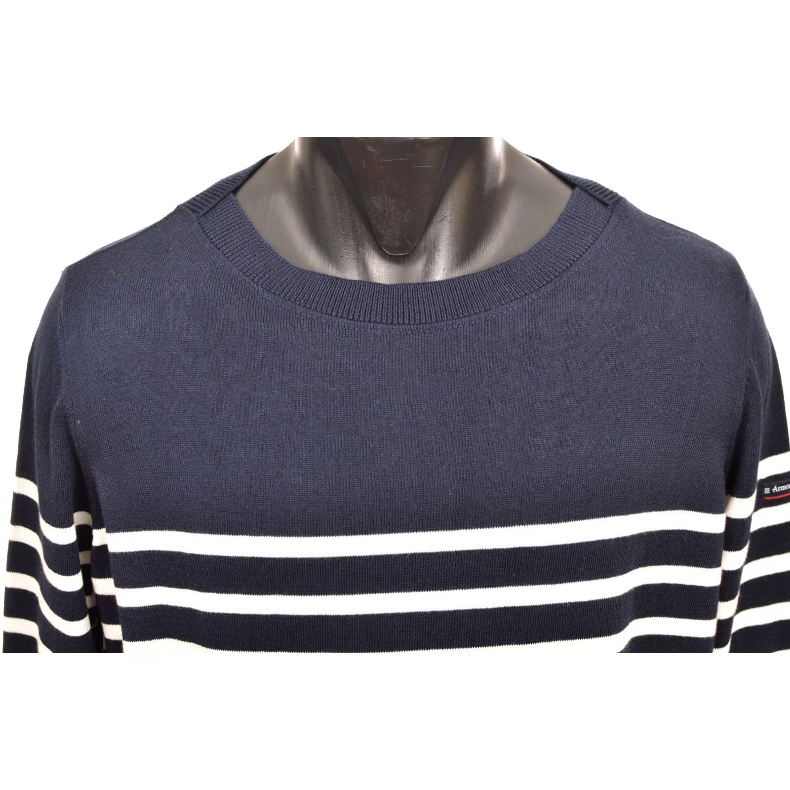 Vintage Armor Lux H5E Marine Deep Milk Striped Cotton Sweater Shirt Pullover Men Size 3 Blue Size US S / EU 44-46 / 1 - 2 Thumbnail