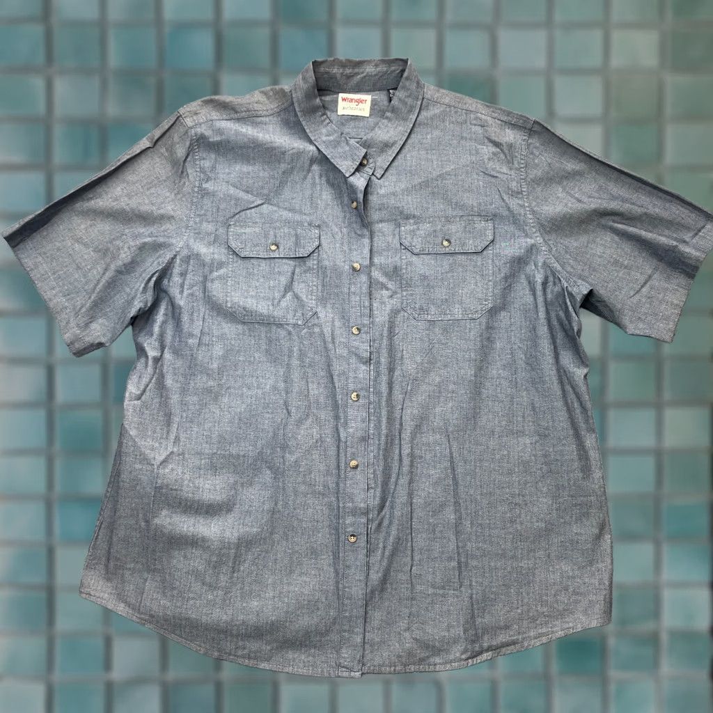 Wrangler Wrangler Shirt Mens XXXL Gray Cotton Button Up Western Workwear Flap Pockets Size US XXL / EU 58 / 5 - 1 Thumbnail