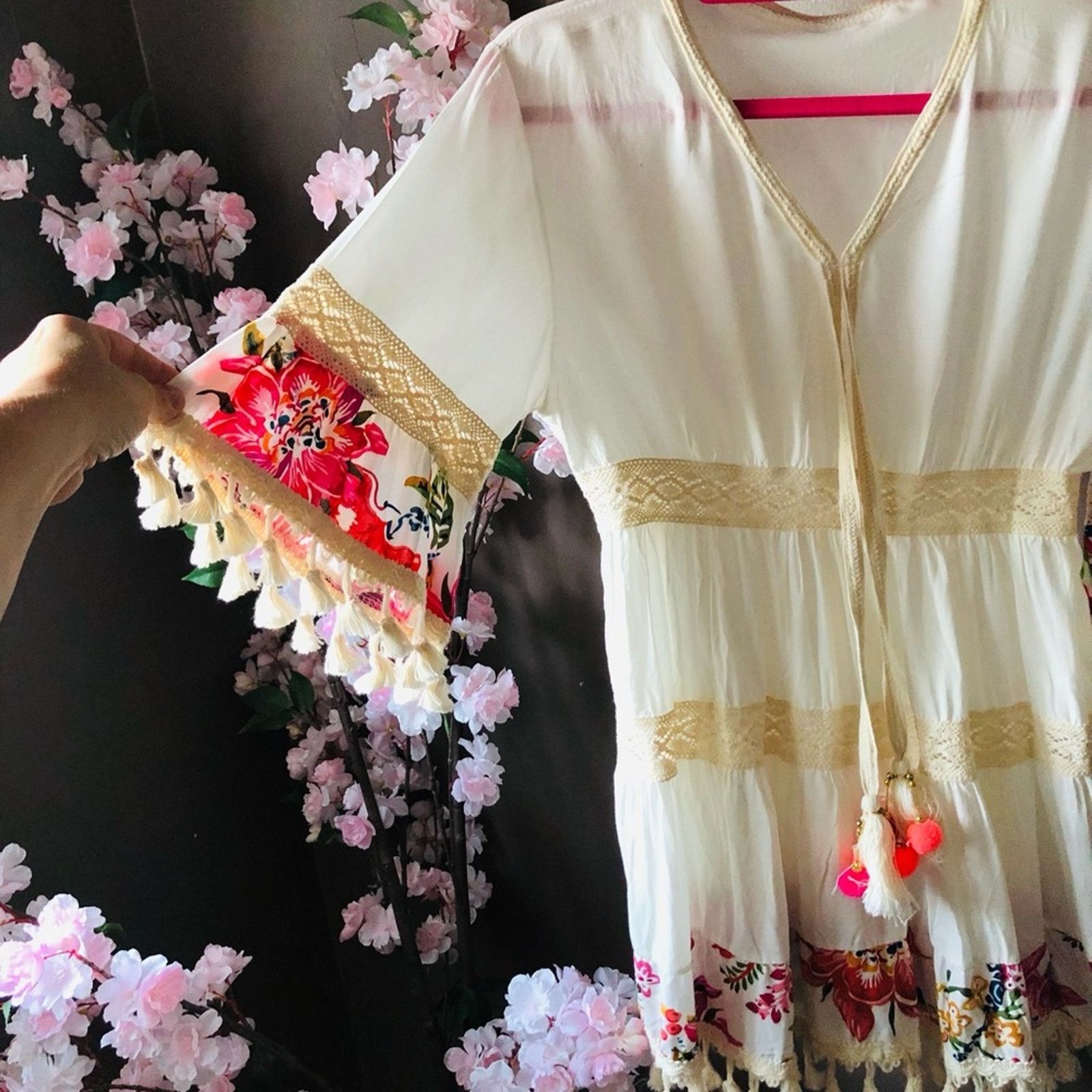 Other Dress beach vacation floral with Pom pom trim. Size S / US 4 / IT 40 - 3 Thumbnail