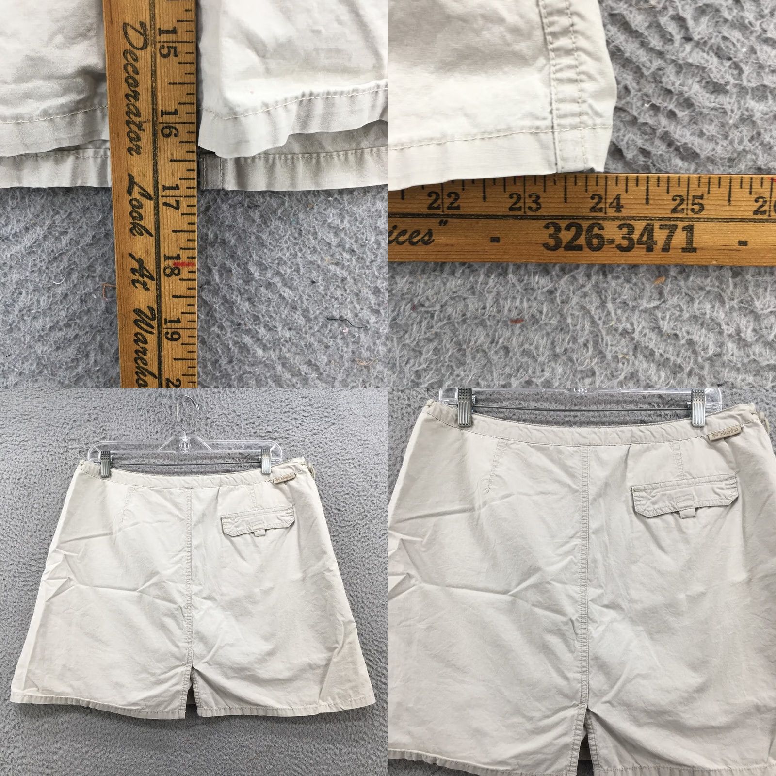 Vintage Columbia A-Line Short Skort Womens Large Beige Cotton Flat Front Zip Fly Casual Size 36" / US 14 / IT 50 - 8 Thumbnail