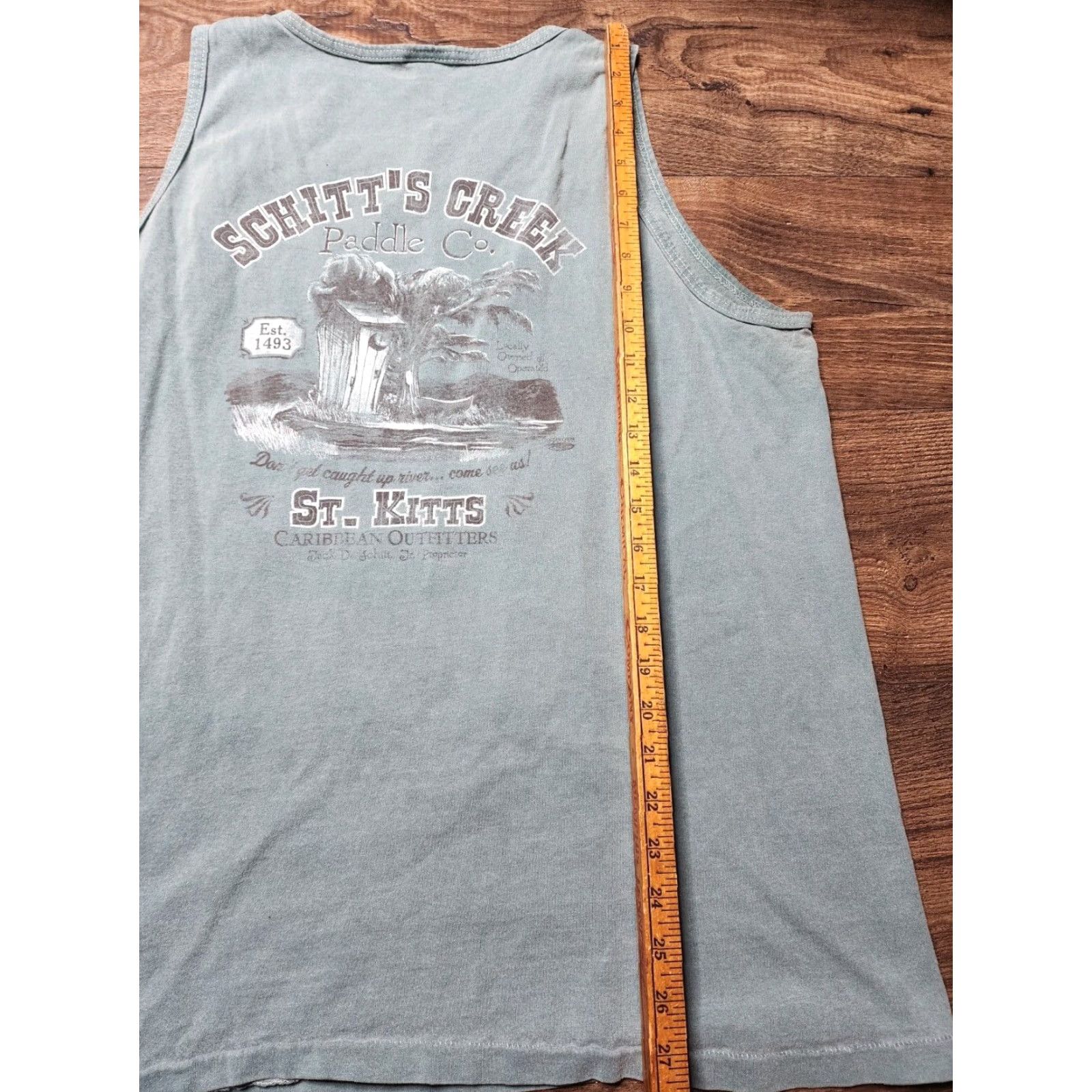 CO VINTAGE Mens L Schitts Creek Paddle Co T Shirt St Kitts Tank Top Distressed Size US L / EU 52-54 / 3 - 6 Thumbnail