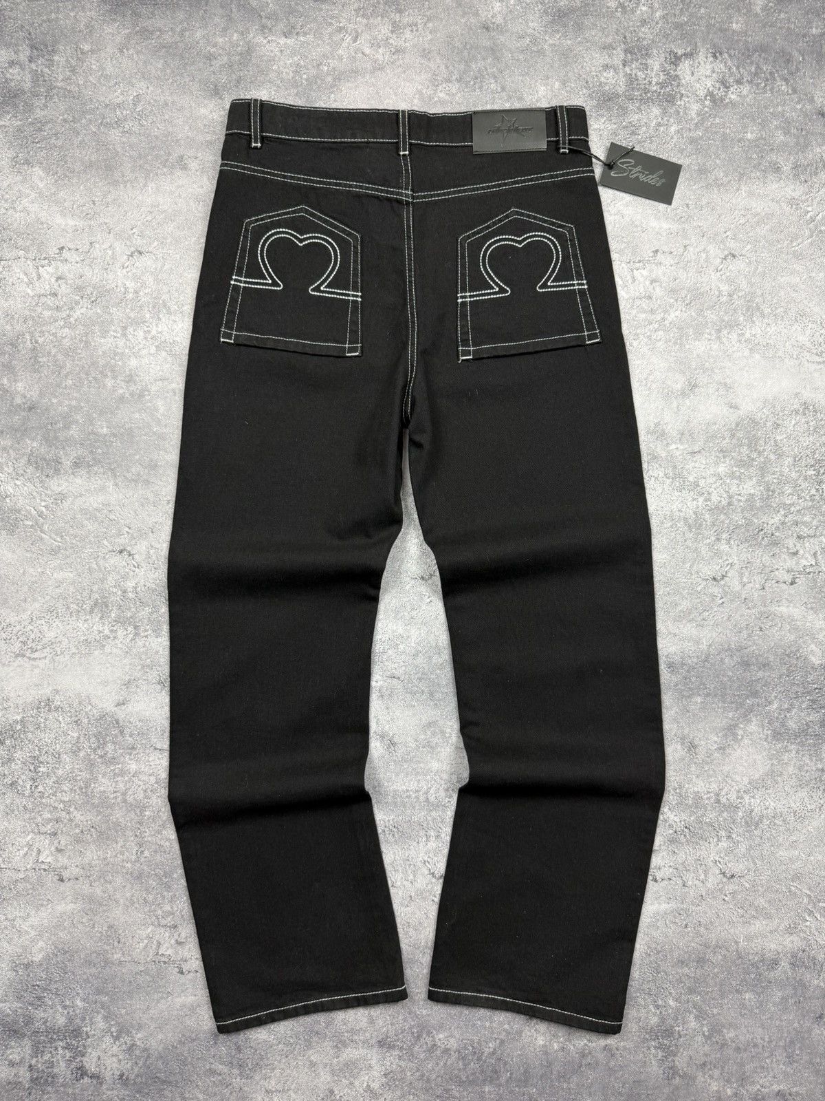 Japanese Brand Strides Baggy Jeans Denim Pants Black Y2K Skater Streetwear Size US 32 / EU 48 - 19 Thumbnail